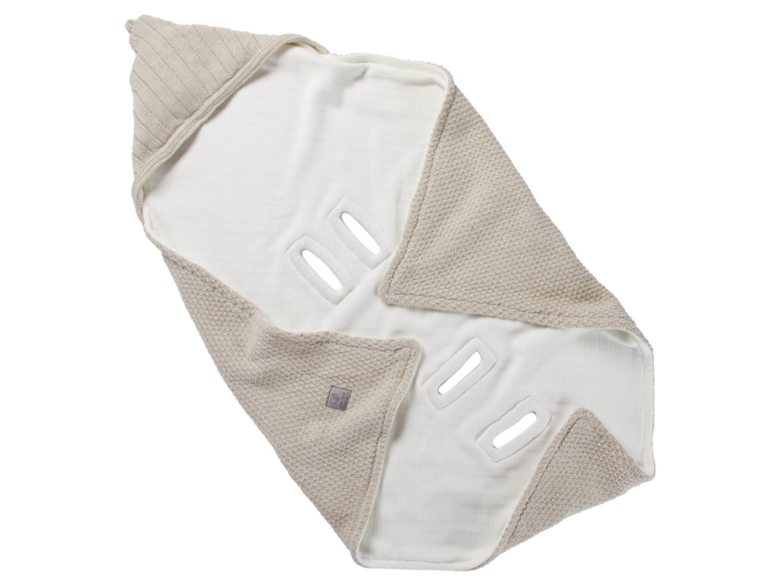 Einschlagdecke Babyschale Bio-Baumwolle light beige melange Maße 75 x 75 cm