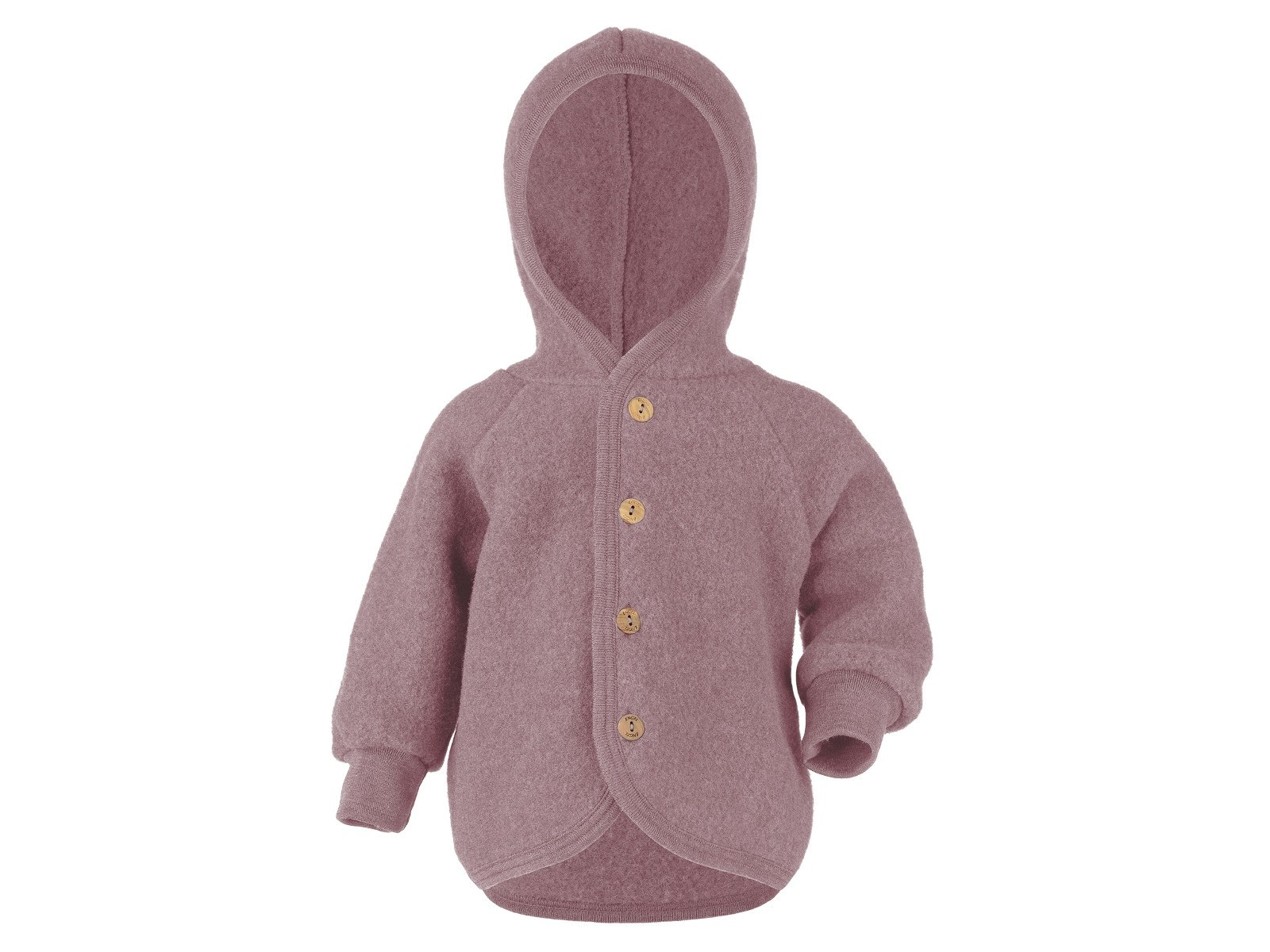 Engel Natur Baby Jacke mit Kapuze Bio-Merinowolle Fleece melange-rosenholz Gr. 62/68