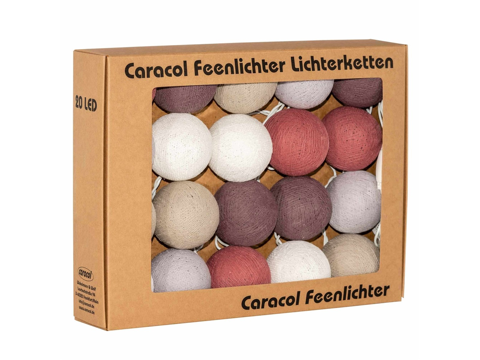 Kugel-Lichterkette 20 handgefertigte Kugeln, dusty rose