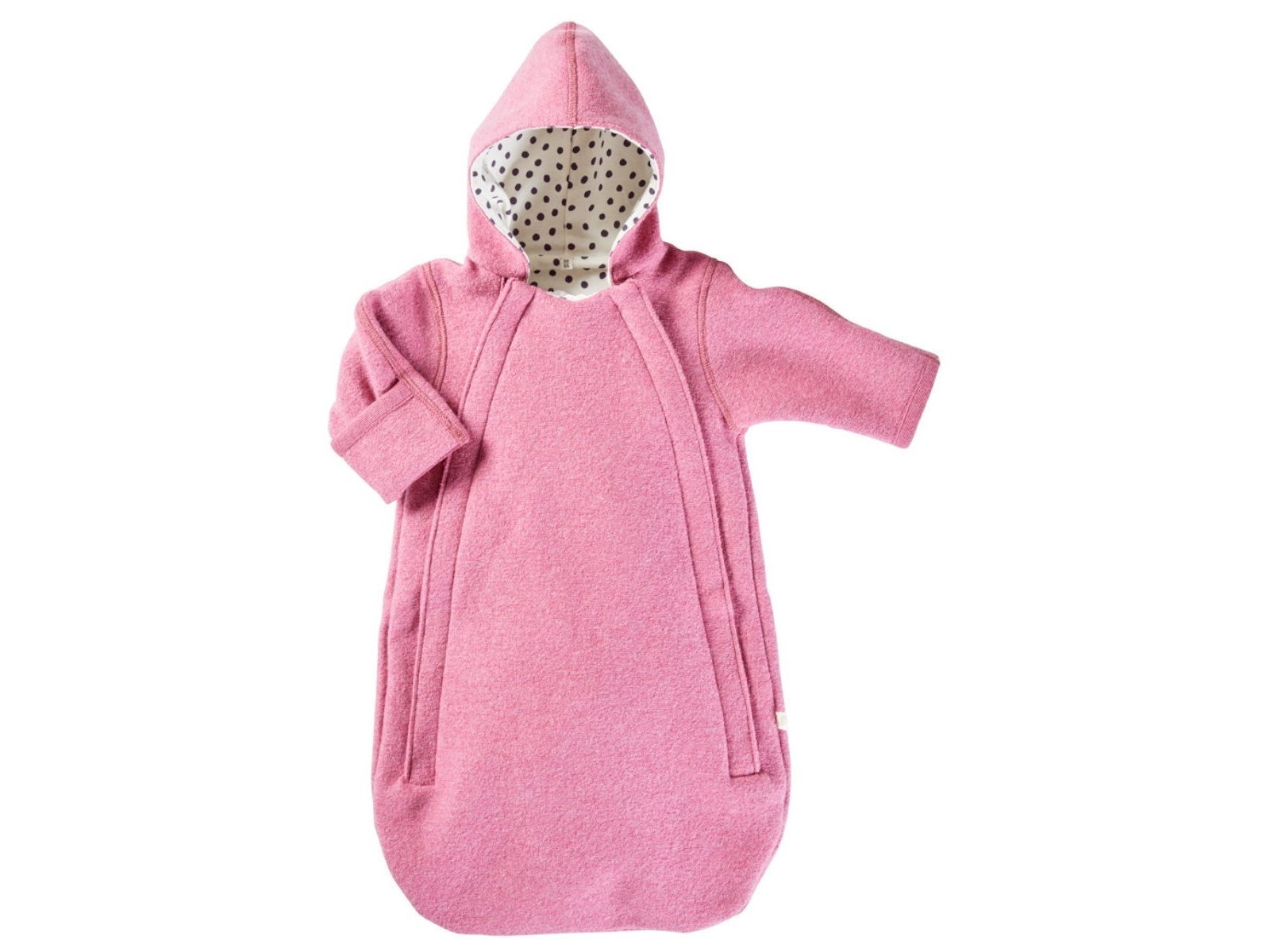 Fußsack Kinderwagen mit Kapuze Bio Schurwoll-Walk pink Gr.62/68