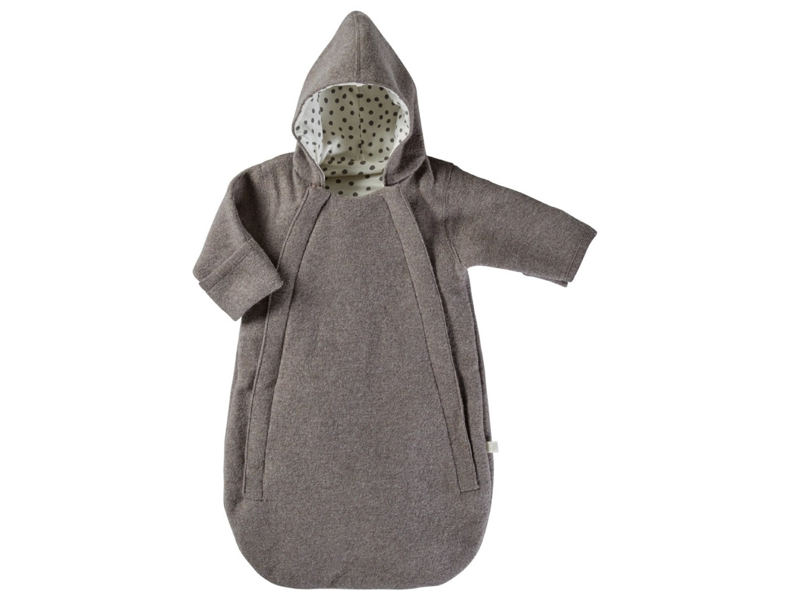 Fußsack Kinderwagen mit Kapuze Bio Schurwoll-Walk taupe Gr.50/56