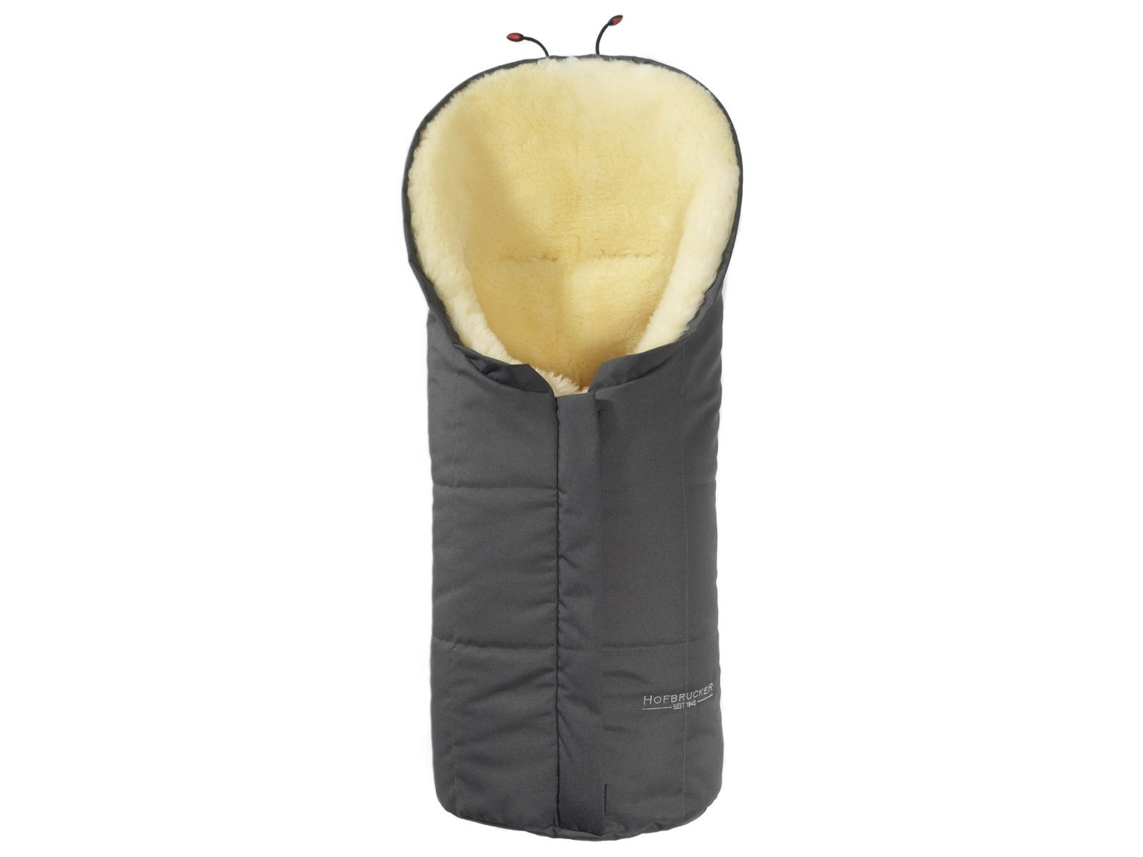 Hofbrucker Fußsack Kinderwagen Lammfell "Eskimo" grau Maße 80 x 35 x 10 cm