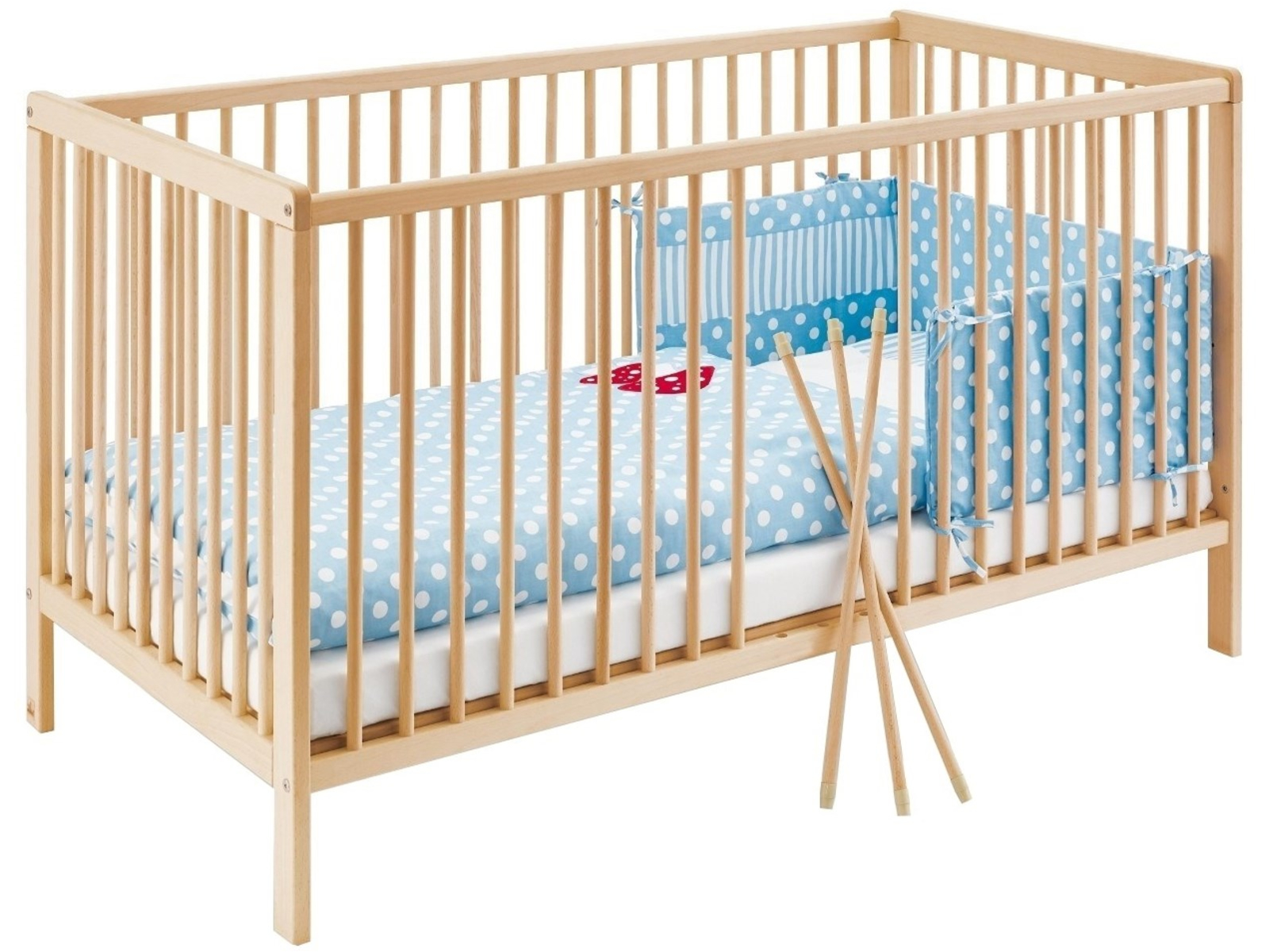 Pinolino Kinderbett Buche massiv, unbehandelt Liegefläche 70x140cm