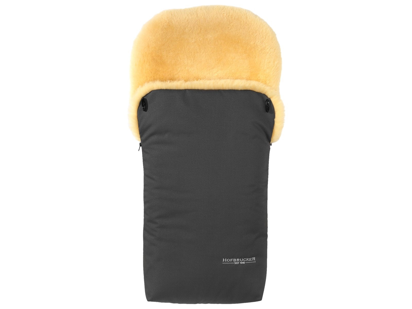 Hofbrucker Fußsack Kinderwagen Lammfell "Putzi" grau Maße 90 x 34 x 10 cm
