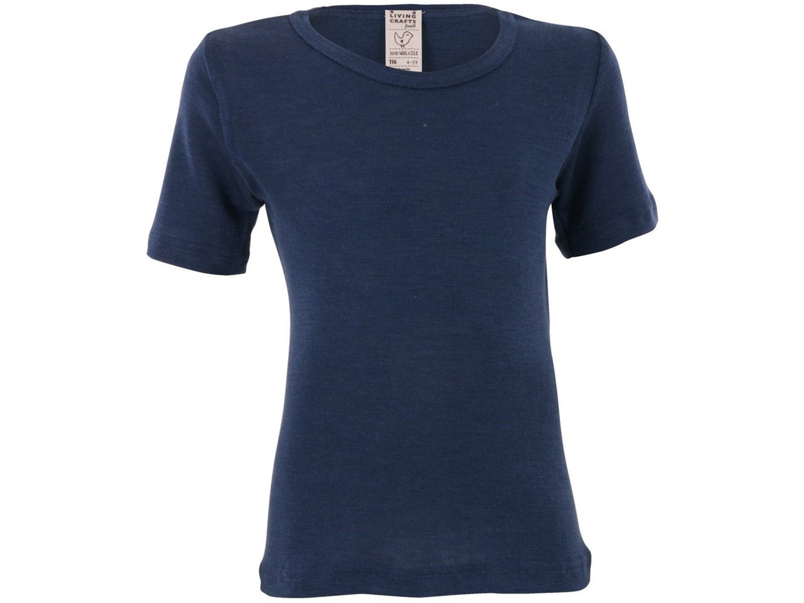 Living Crafts Kinder Unterhemd Kurzarm Wolle Seide blau Gr.104