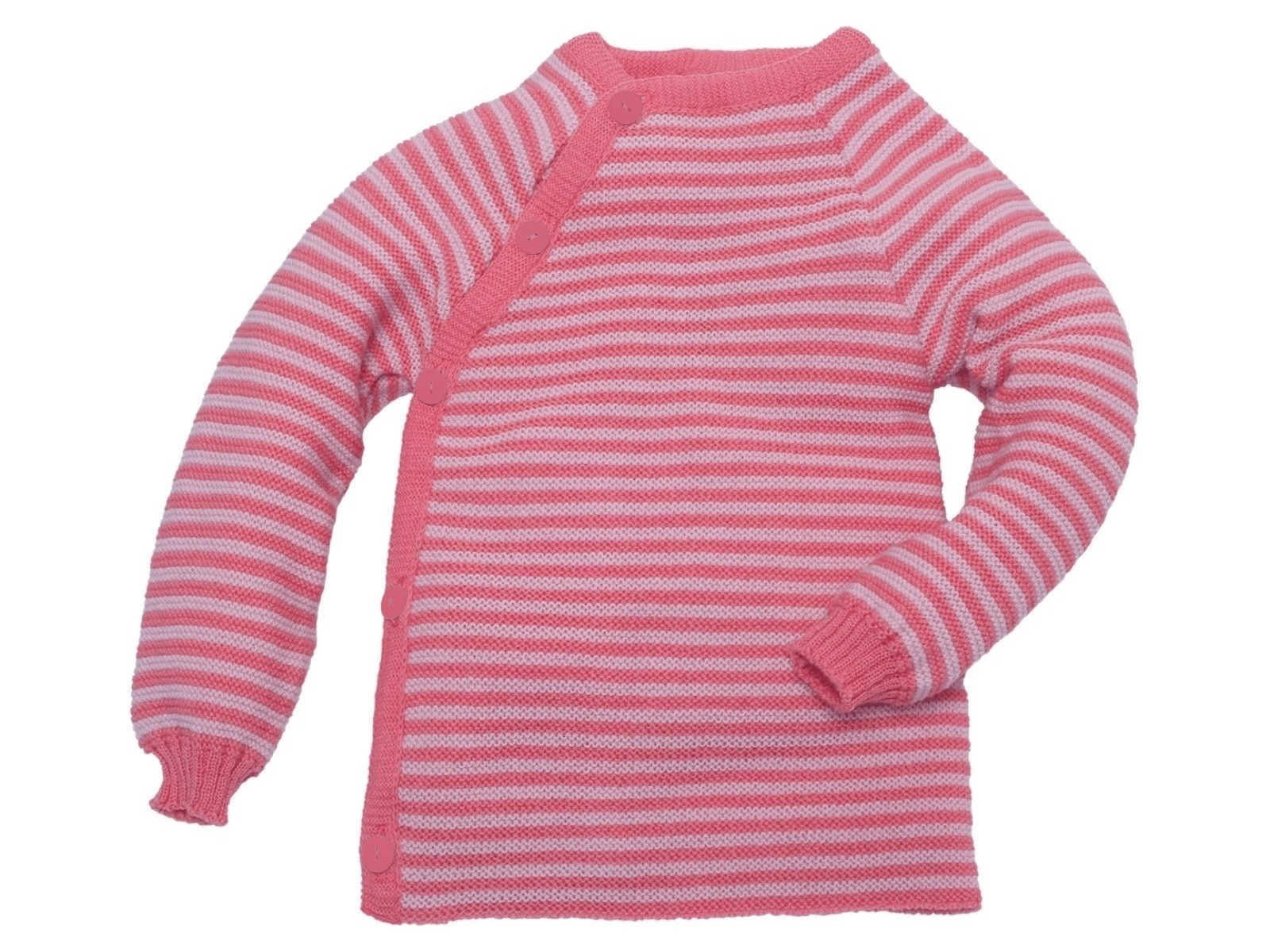 Baby Jacke Schlüttli Bio-Merinowolle candy-geringelt Gr.74-80