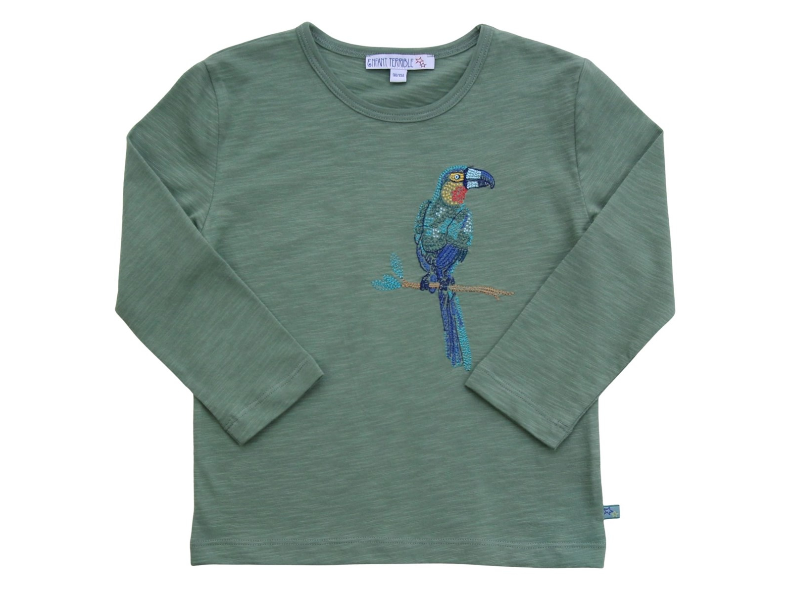 Langarmshirt mit Tukanstickerei green Gr. 98/104
