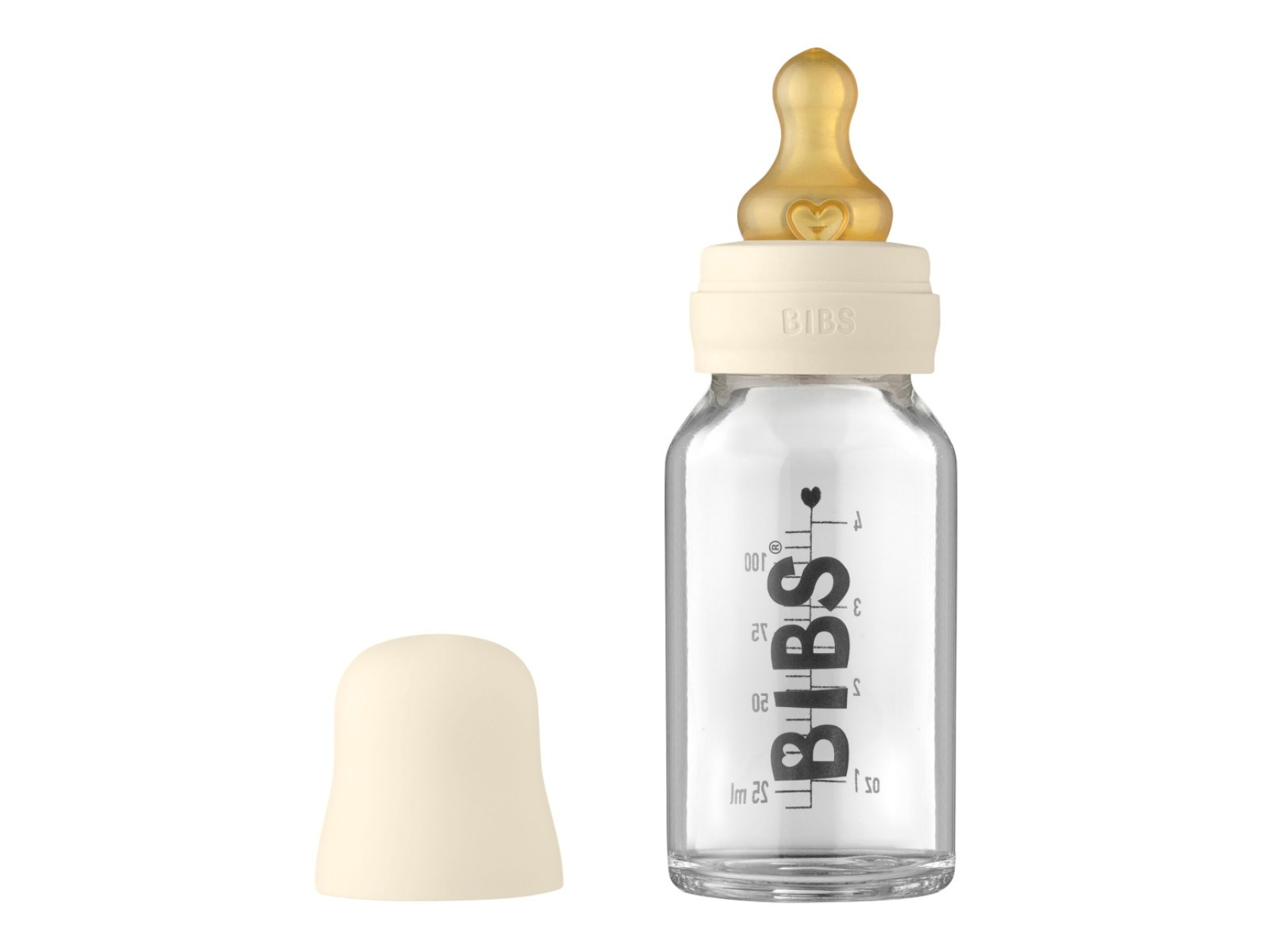 BIBS Babyflasche aus Glas im Komplett-Set Ivory 110 ml