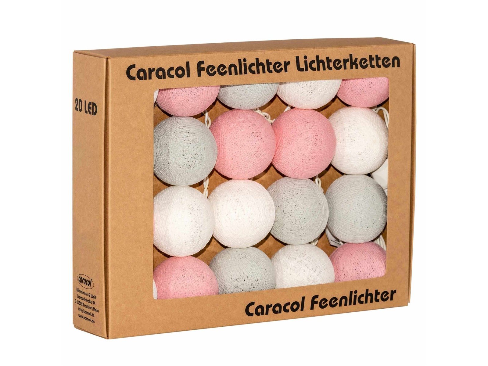 Kugel-Lichterkette 20 handgefertigte Kugeln, marshmallow