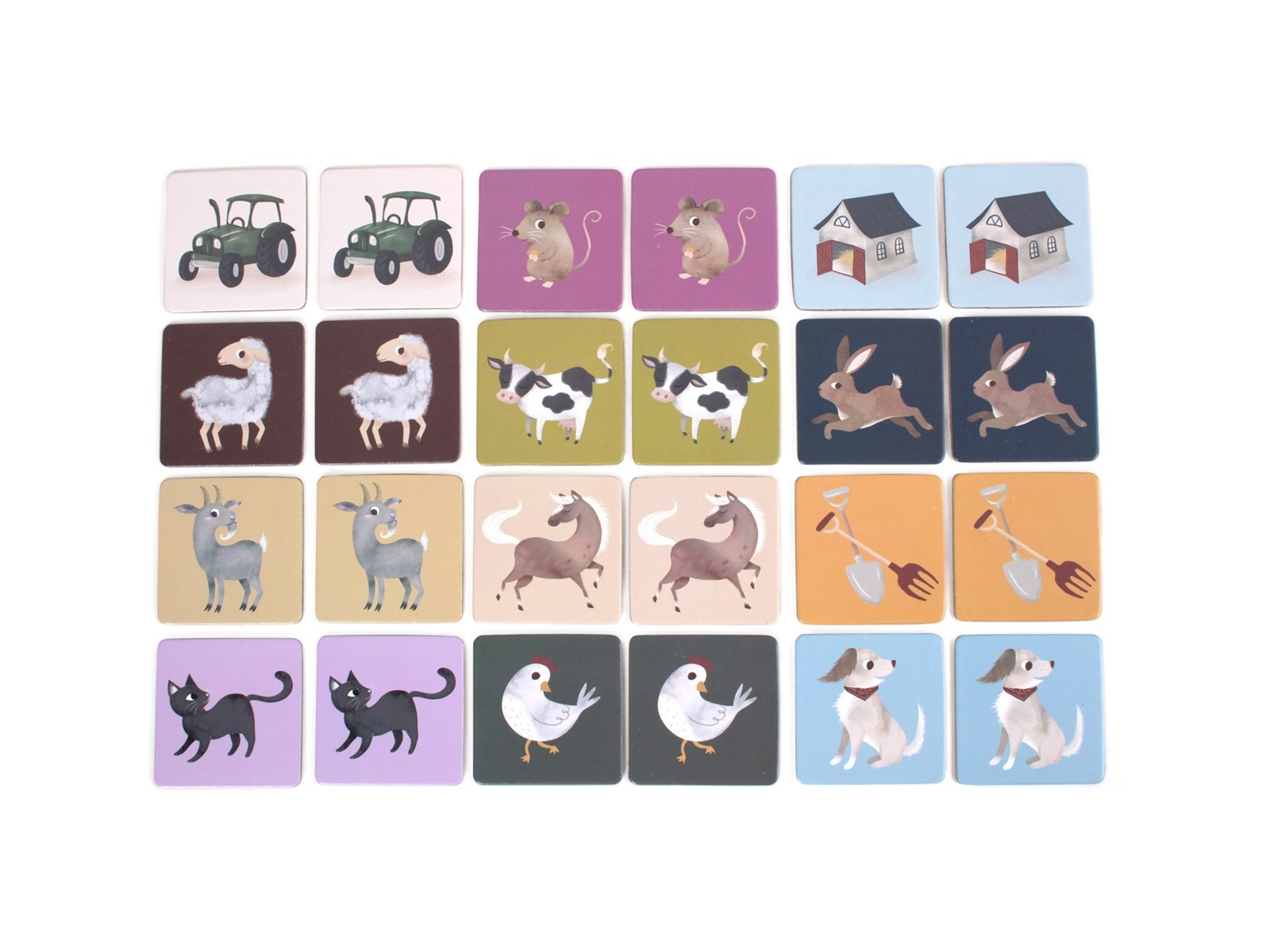 Memo Spiel Gedächtnisspiel Bauernhoftiere, 24-teilig Maße 17 cm x 17 cm x 2,5 cm