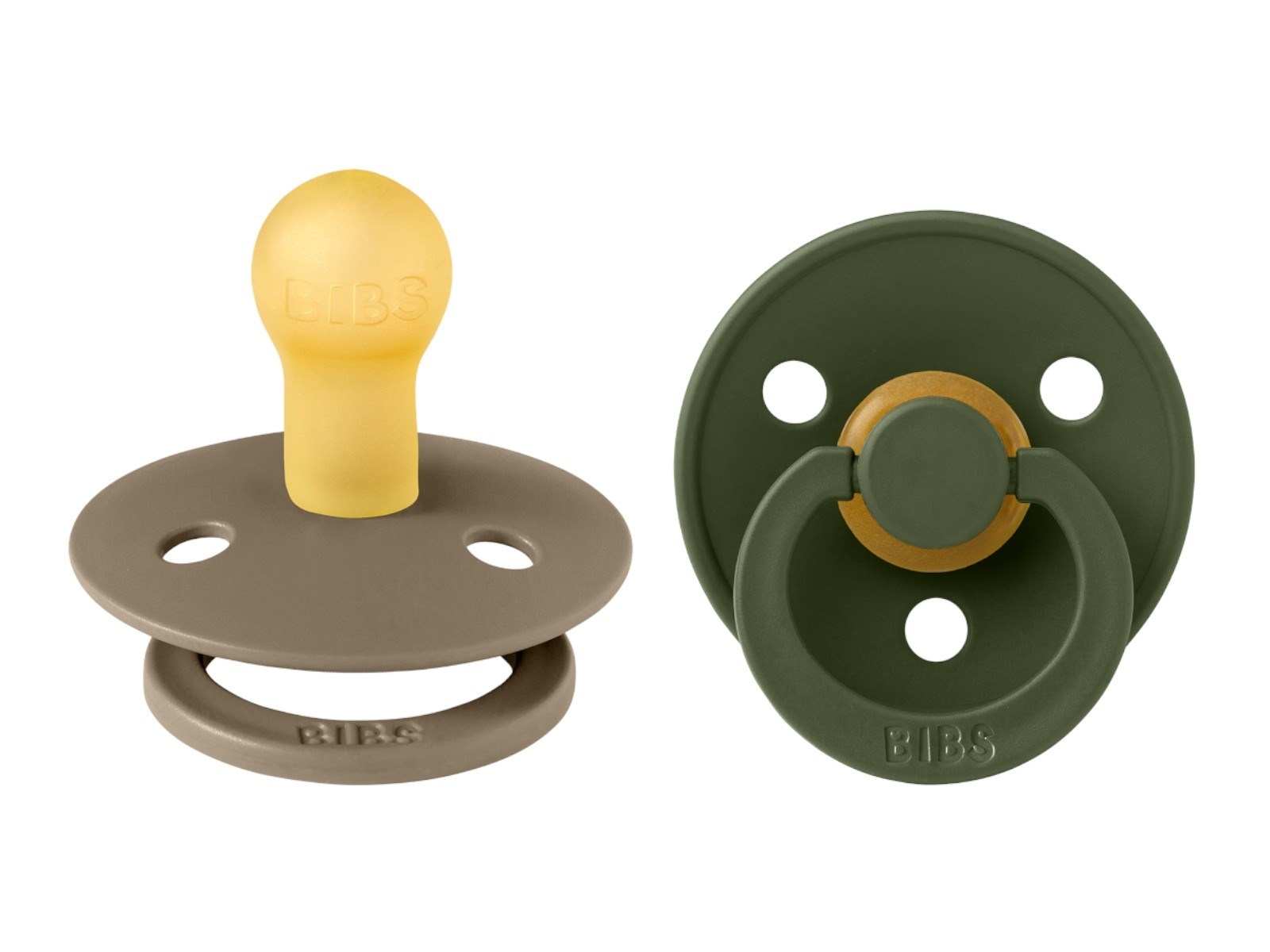 BIBS Schnuller Naturlatex "Colour" 2er Pack kirschförmig green-dark oak 0-6 Monate