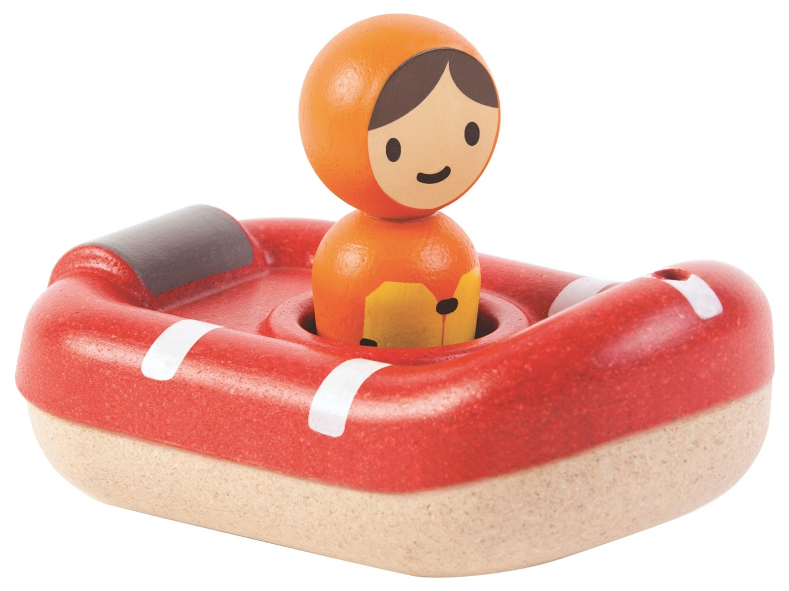 PlanToys Badewannenspielzeug Boot aus recyceltem Kautschukholz "Küstenwache" Maße 8,5 x 12 x 5,5 cm