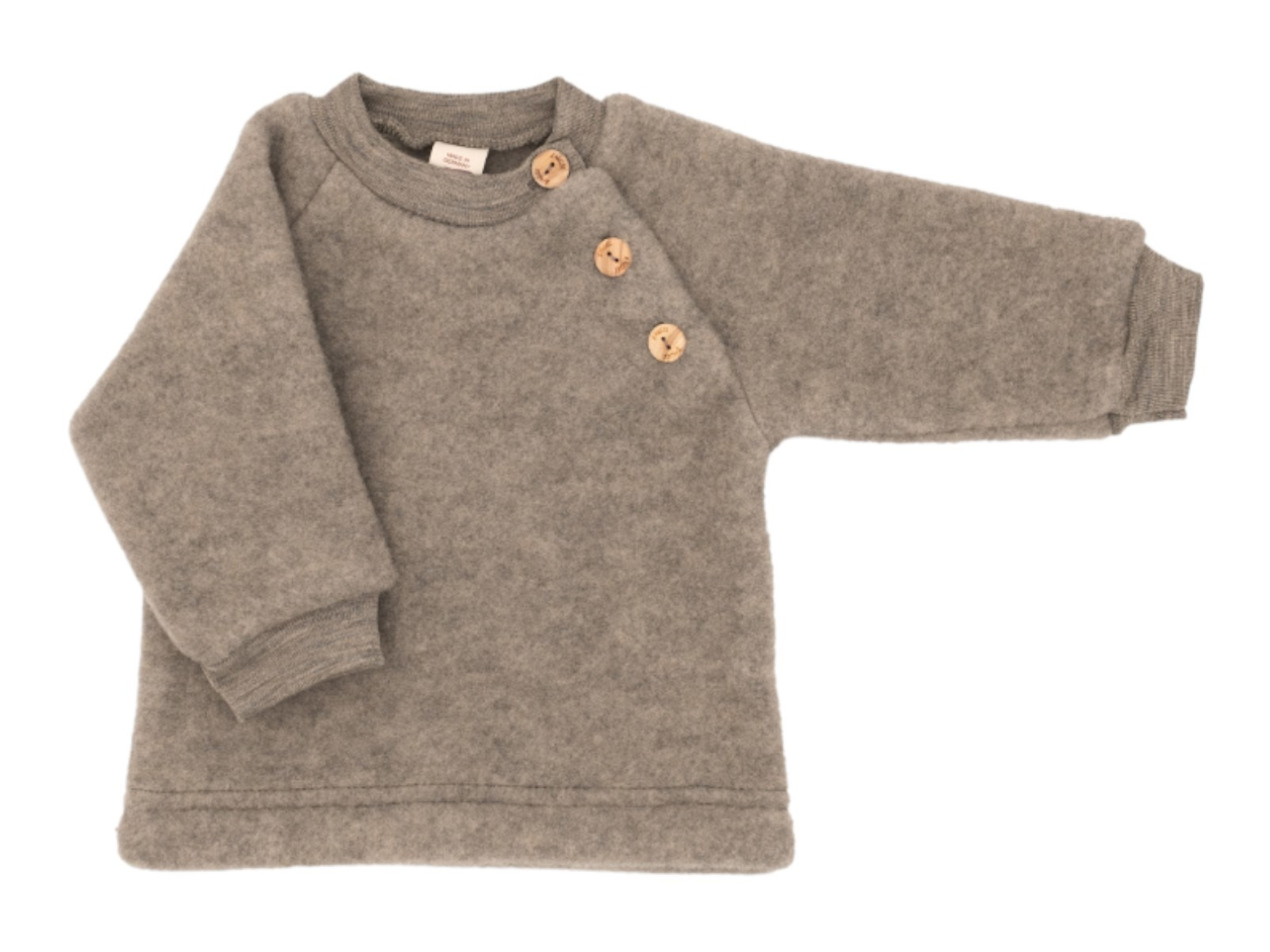 Engel Natur Baby Pullover Bio-Merinowolle Wollfleece walnuss Gr. 74/80