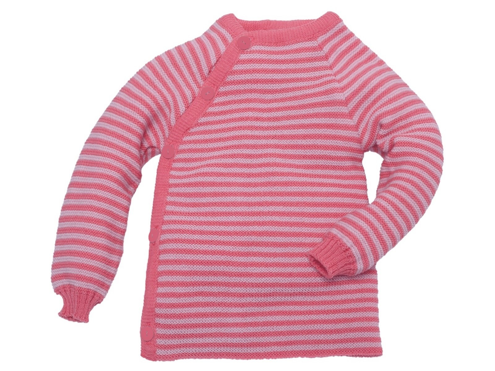 Baby Jacke Schlüttli Bio-Merinowolle candy-geringelt Gr.74-80