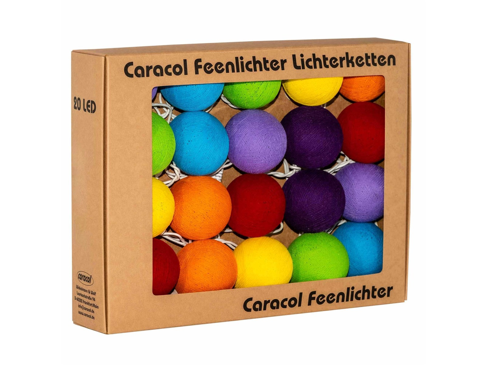 Kugel-Lichterkette 20 handgefertigte Kugeln, bunt