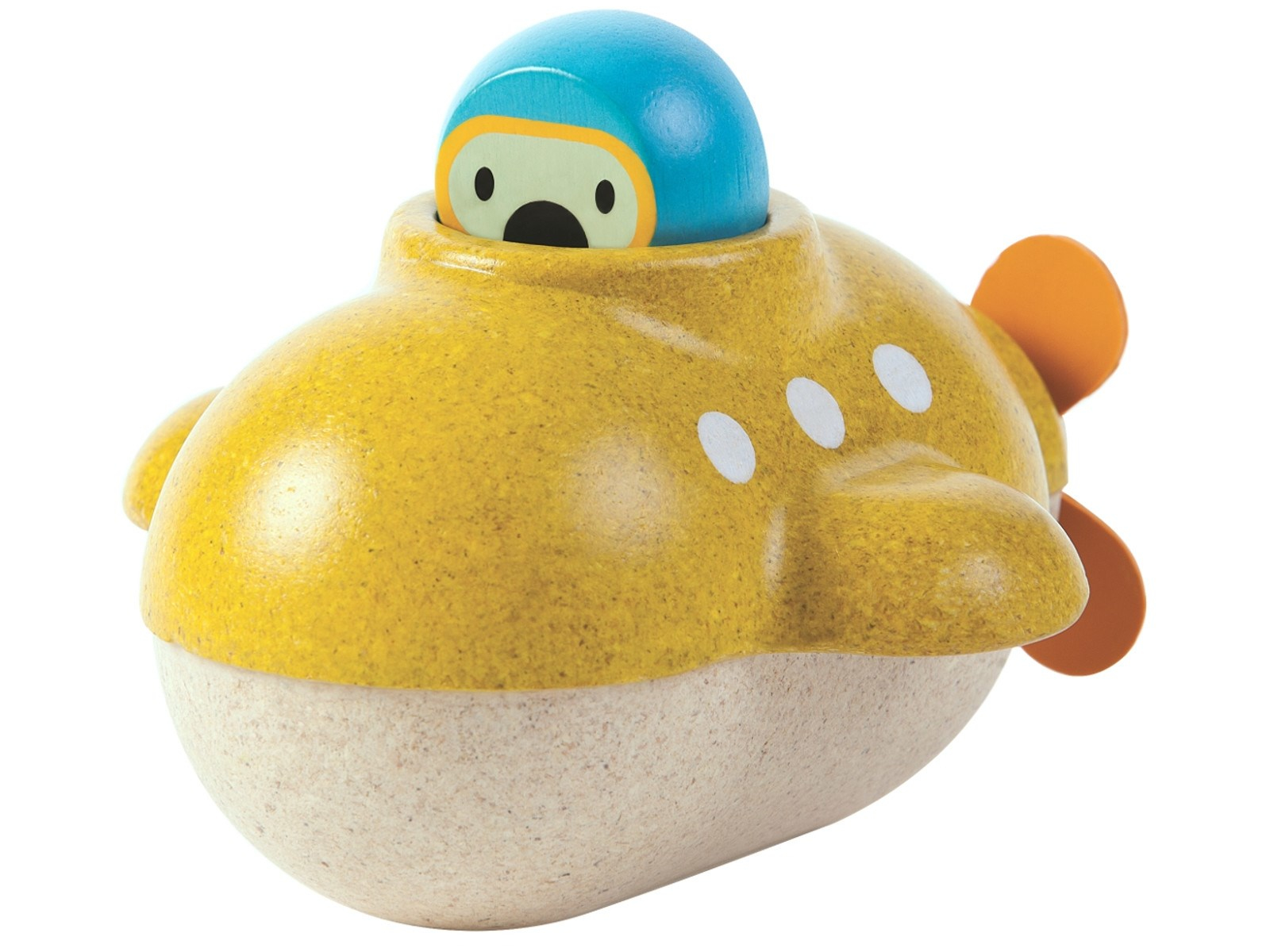 PlanToys Badewannenspielzeug U-Boot aus recyceltem Kautschukholz Maße 9,8 x 12,4 x 6 cm