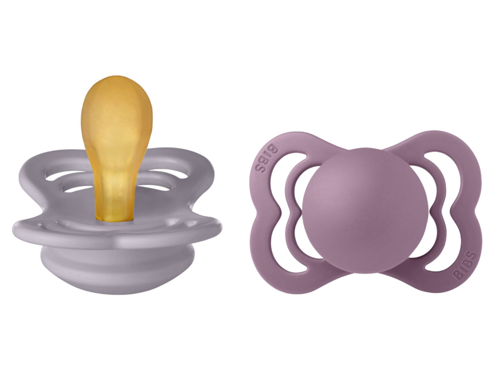 BIBS Schnuller Naturlatex "Supreme" 2er Pack symmetrisch grey-mauve 0-6 Monate