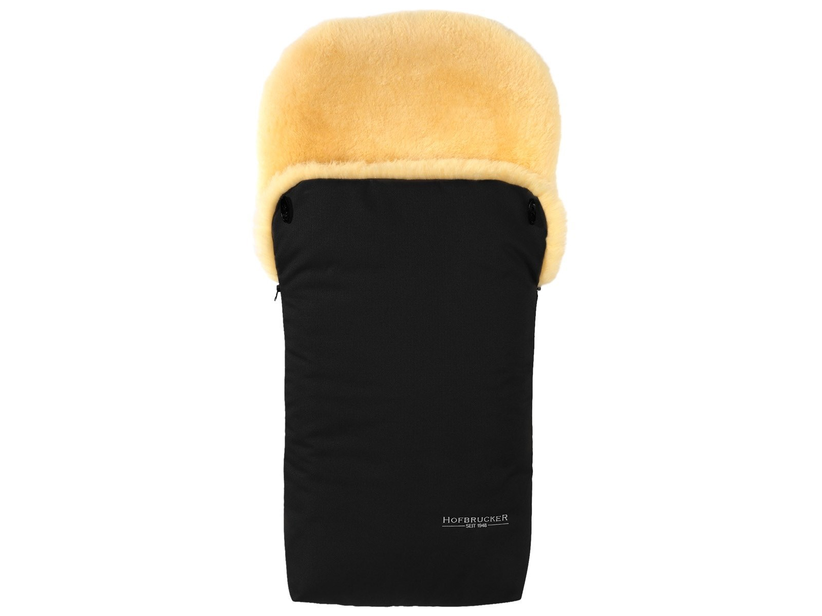 Hofbrucker Fußsack Kinderwagen Lammfell "Putzi" schwarz Maße 90 x 34 x 10 cm