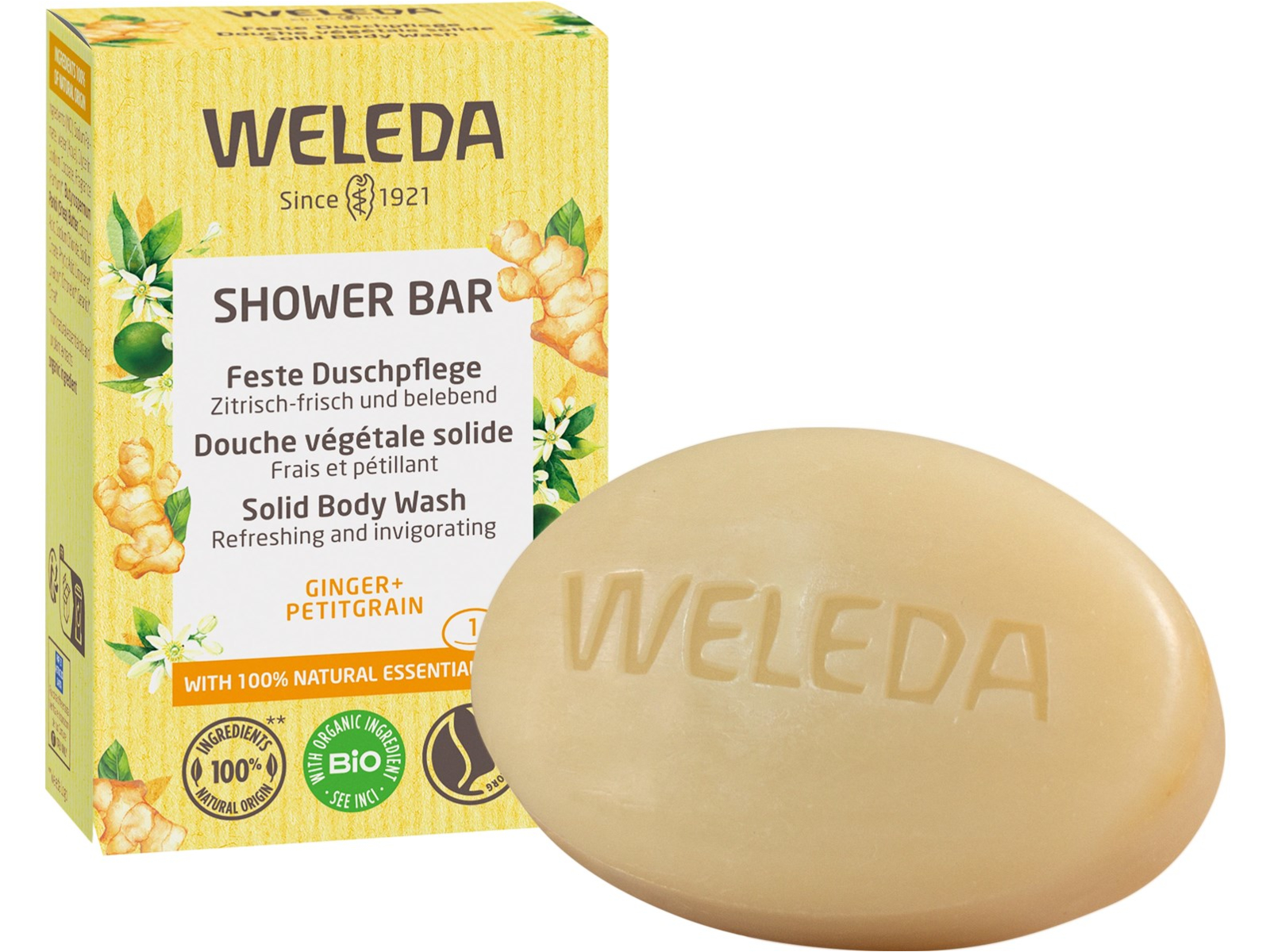 Weleda Feste Duschseife Ginger und Petitgrain - erfrischender Duft 75 g