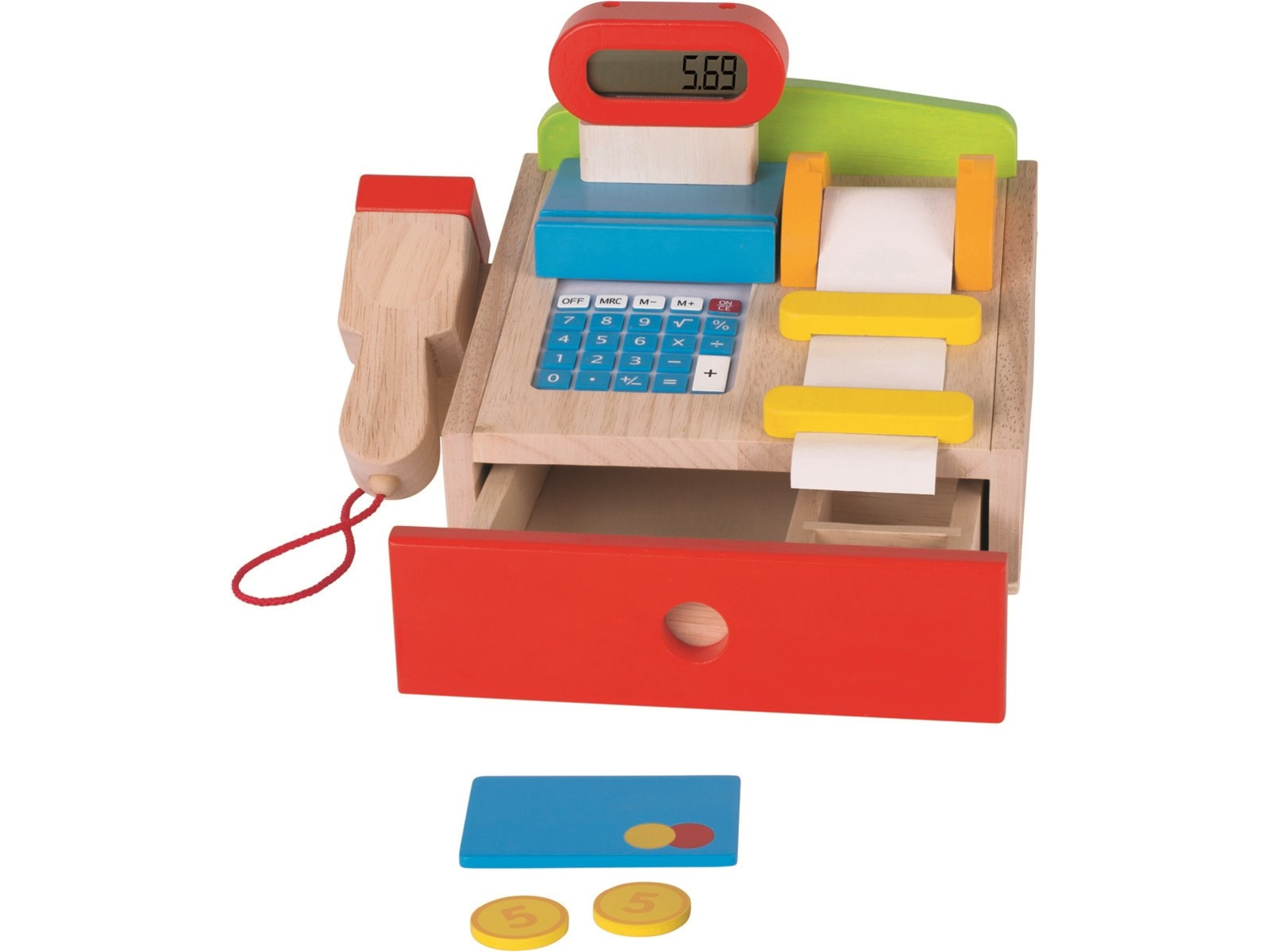 goki Kaufladen Kasse Holz 22,5x21x16,5 cm
