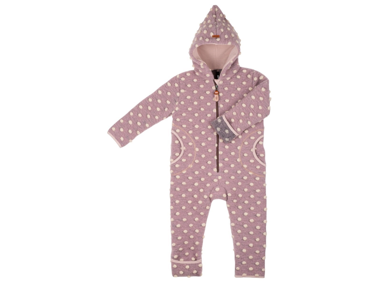 PURE PURE by Bauer Baby und Kinder Overall mit Kapuze Bio-Schurwolle Walk mauve-cream Gr.62/68