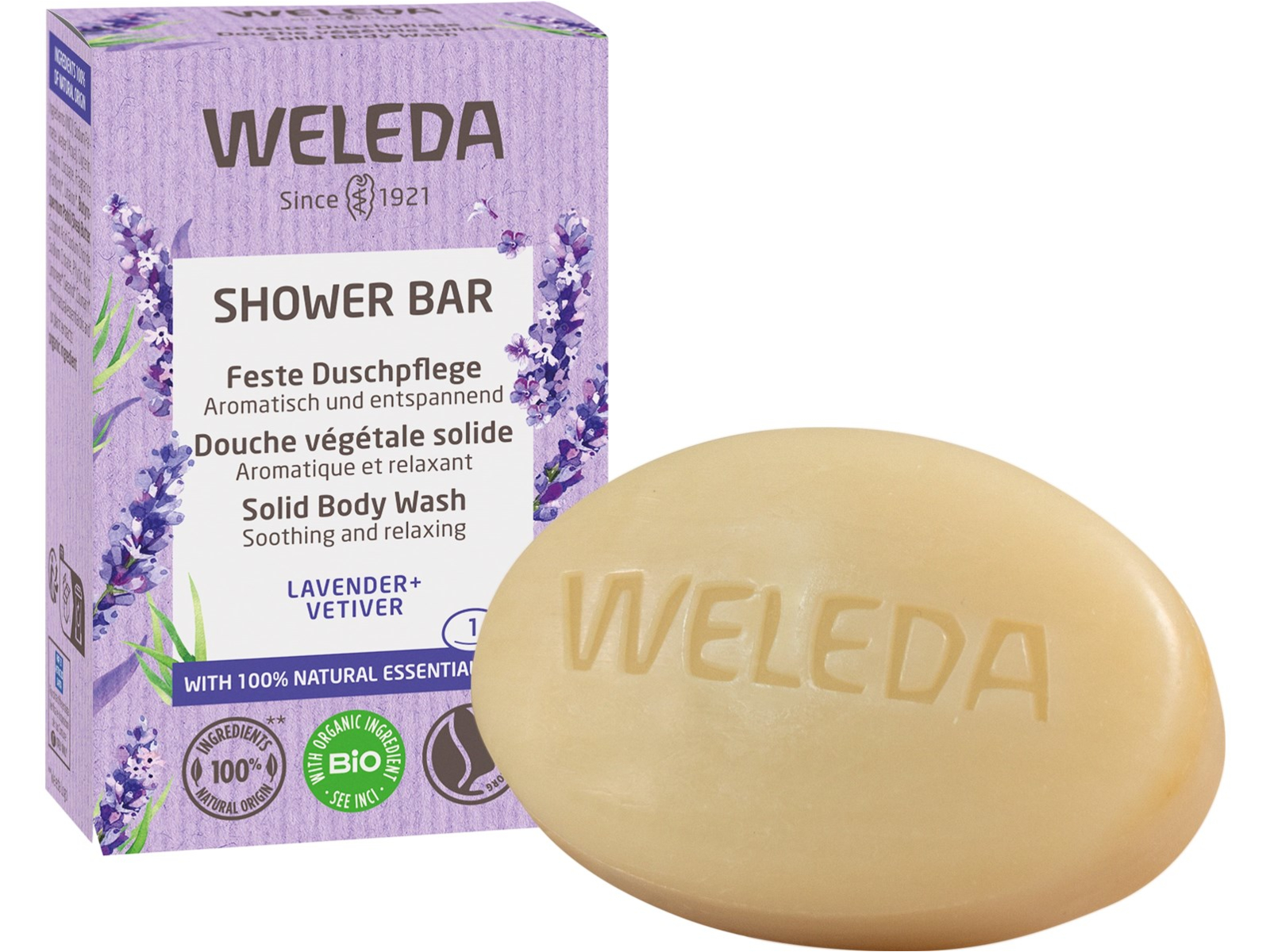 Weleda Feste Duschseife Lavender und Vetiver - entspannender Duft 75 g