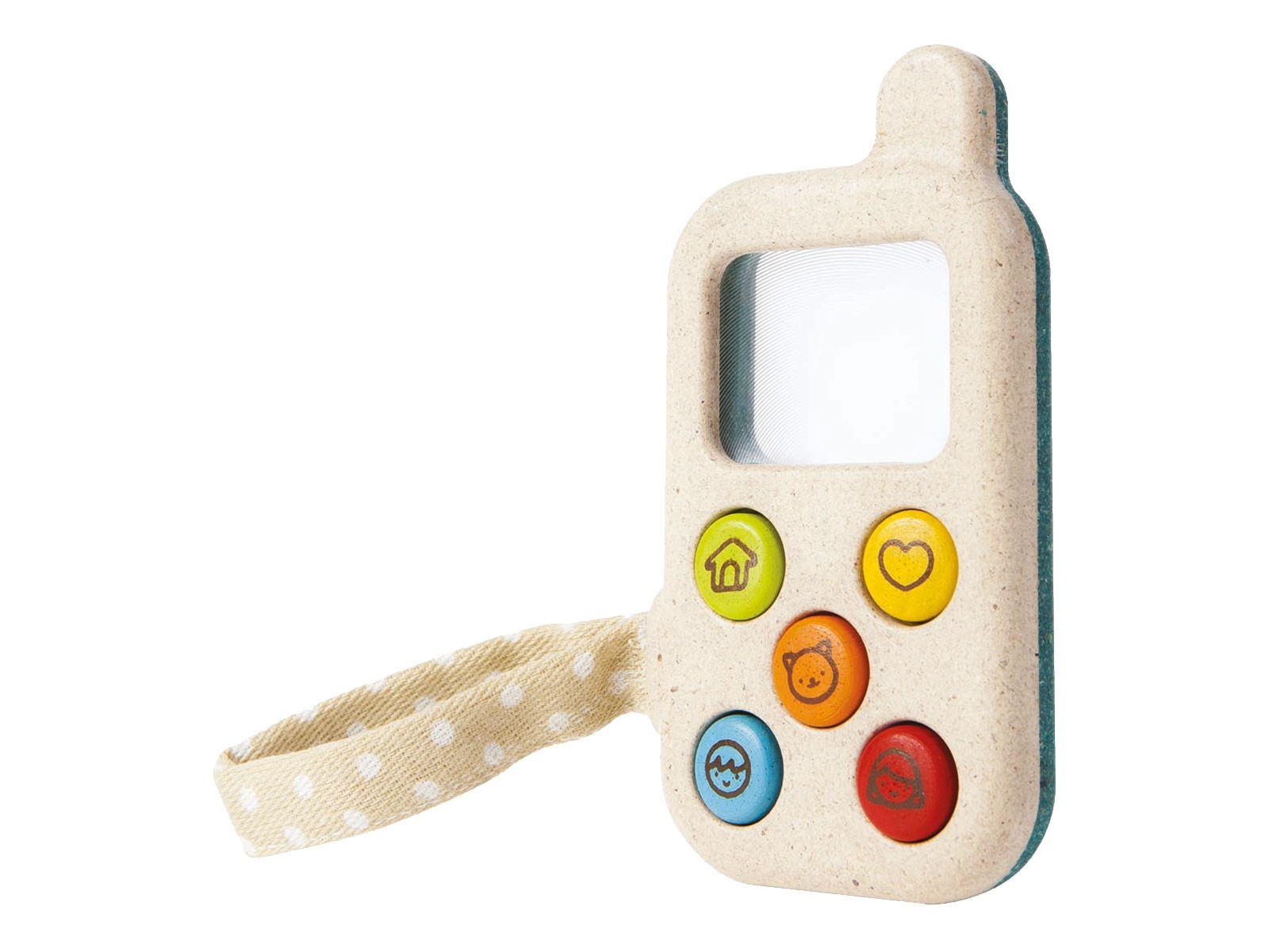 PlanToys "Mein erstes Telefon" Kindertelefon aus recyceltem Kautschukholz Maße 1,9 x 6,3 x 11 cm