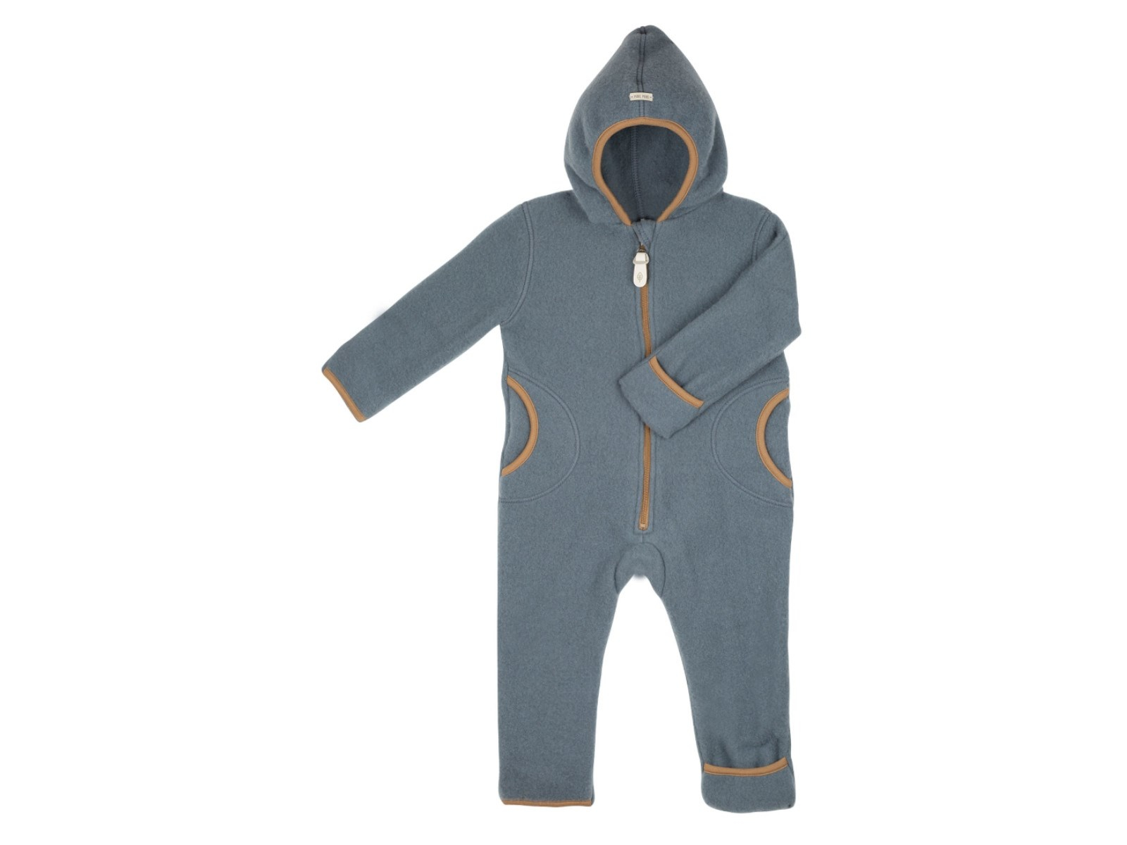 PURE PURE by Bauer Baby und Kinder Overall Kapuze Bio-Merinowolle Fleece storm blue Gr.86