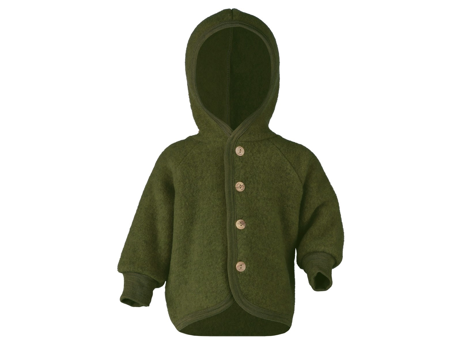 Engel Natur Baby Jacke mit Kapuze Bio-Merinowolle Fleece melange-schilf Gr. 62/68