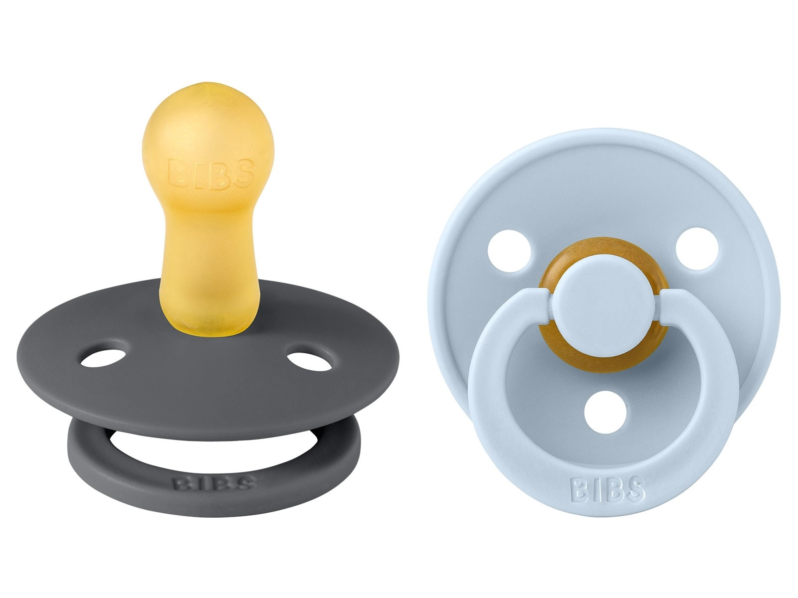 BIBS Schnuller Naturlatex "Colour" 2er Pack kirschförmig iron-blue 0-6 Monate
