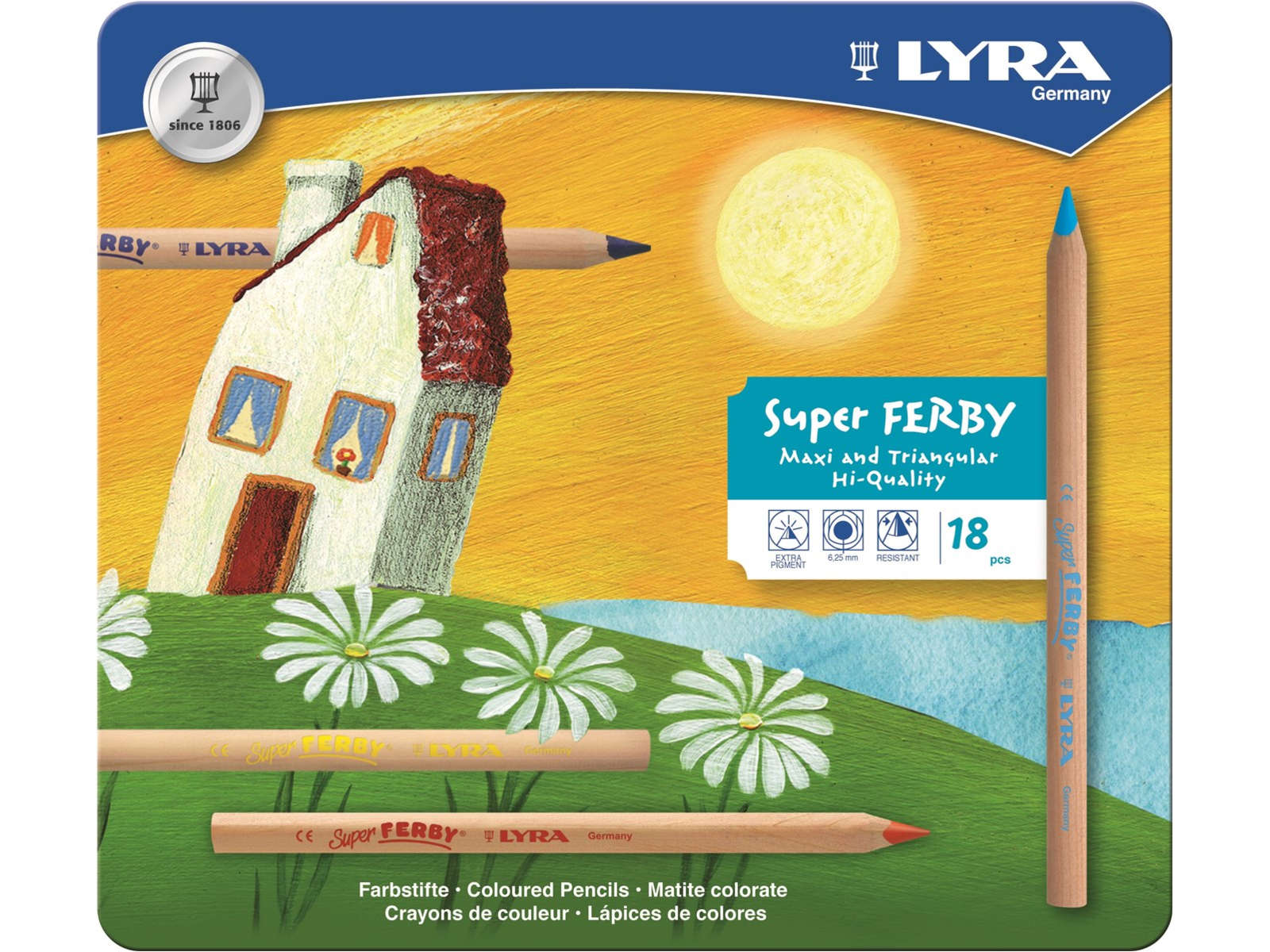 Lyra Buntstifte Super Ferby natur, Metalletui, 18er Set Maße Stift 17,5 x 1 cm