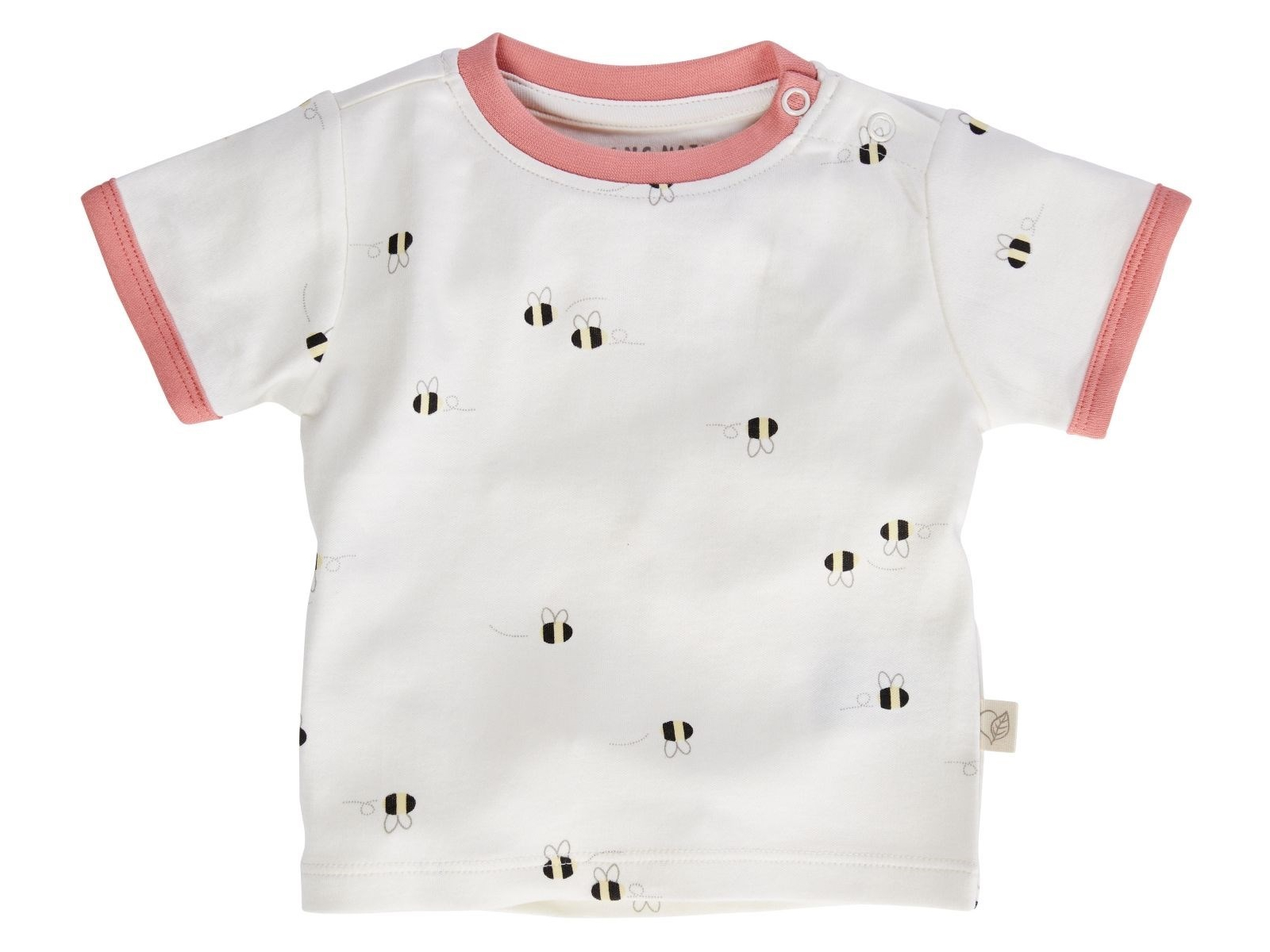 Baby T-Shirt Bio-Baumwolle Biene off white-rosa Gr.62/68