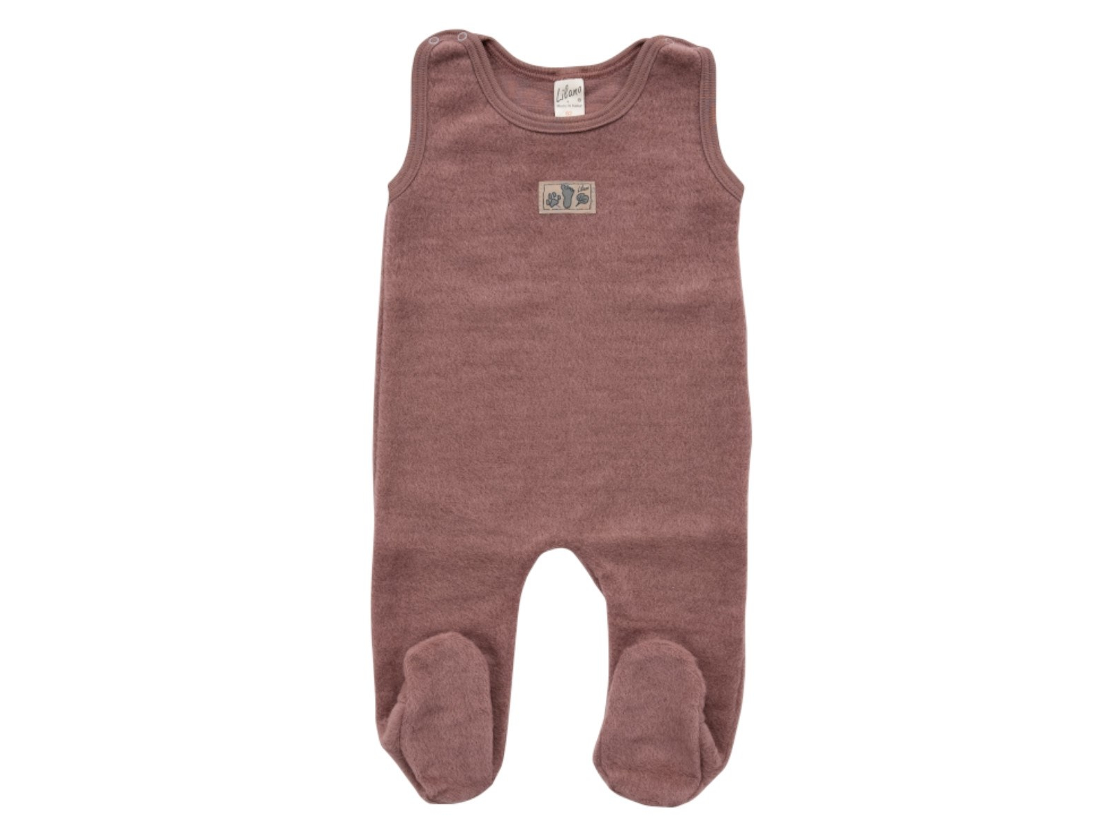 Lilano Baby Strampler mit Fuß Bio-Merinowolle Wollplüsch mauve Gr.56