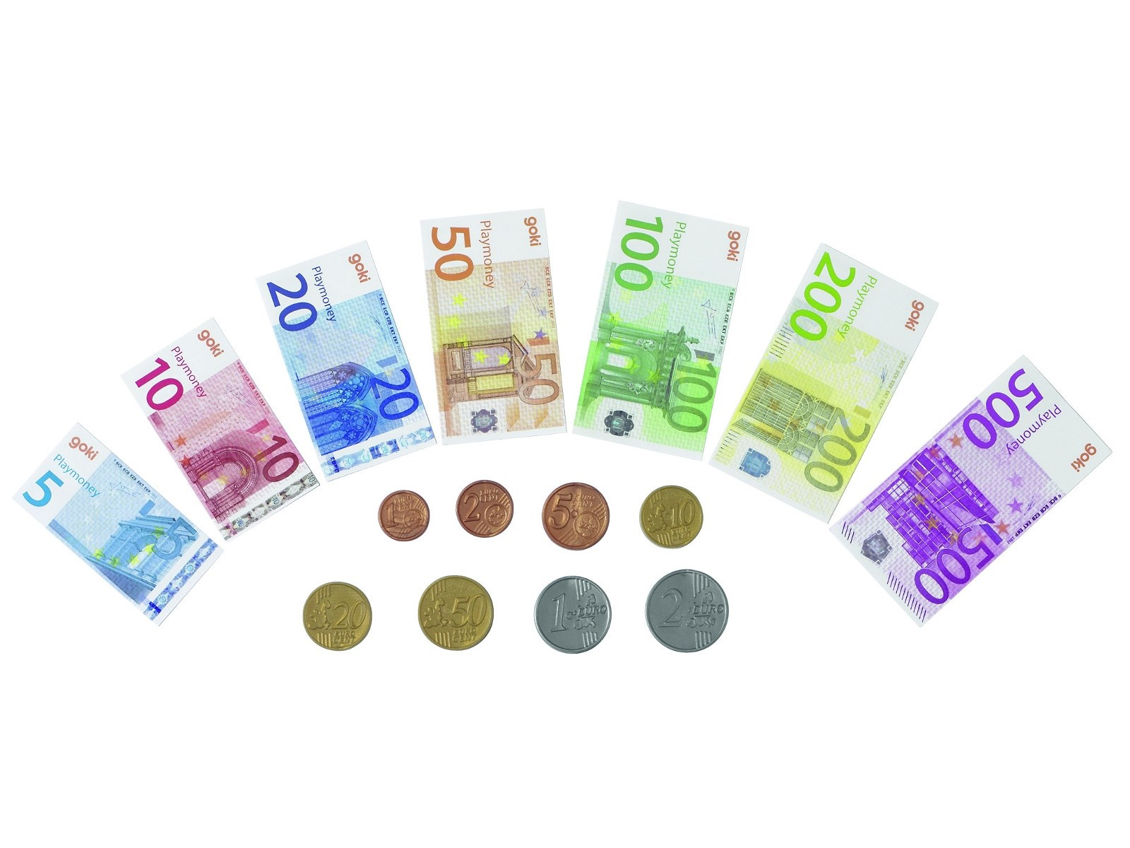 goki Kaufladen Spielgeld, 116-teilig 6,0 x 3,1 - 8,0 x 4,1 cm