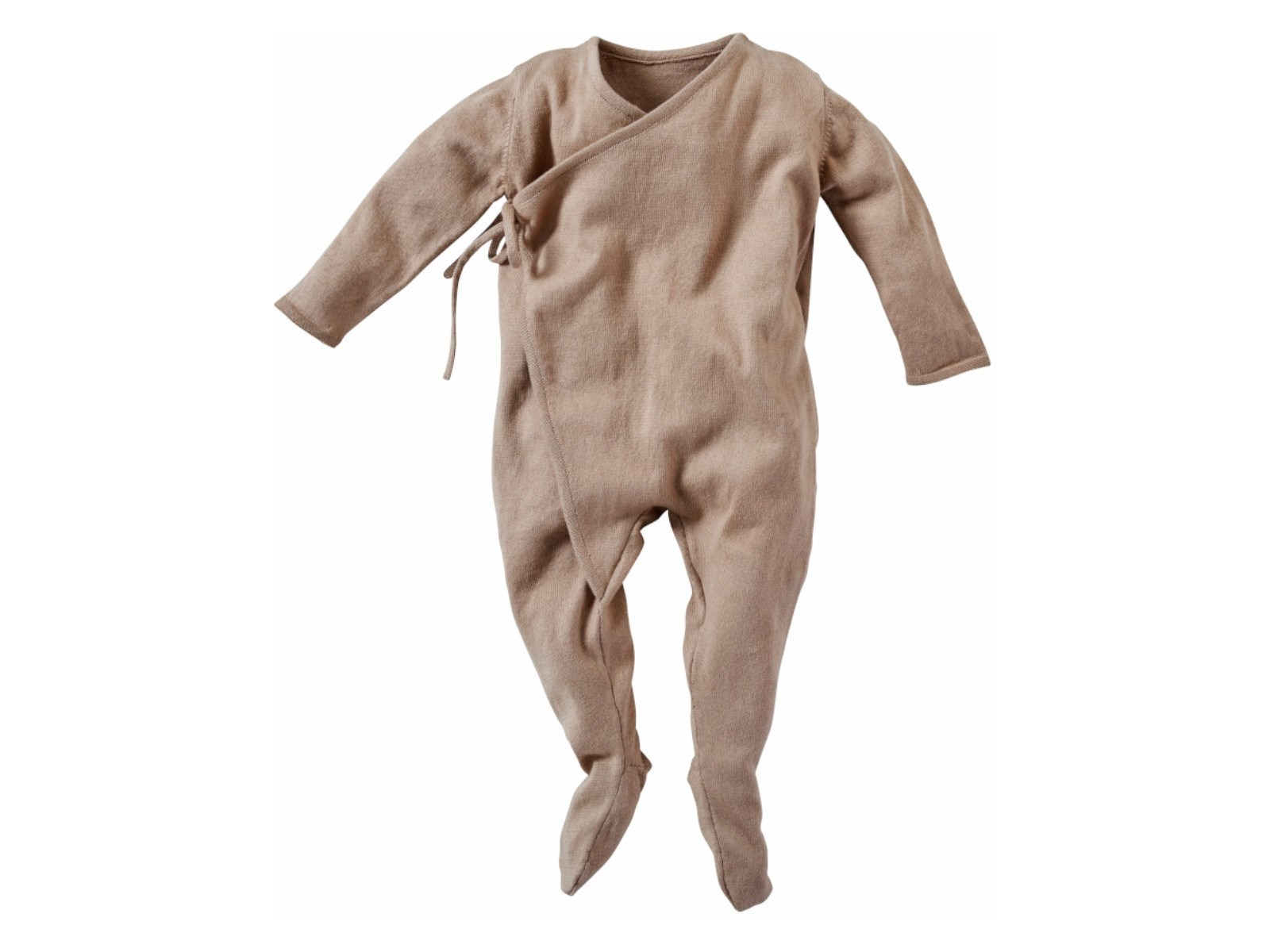 Baby Wickel Strampler Bio-Baumwolle Feinstrick beige Gr.62/68