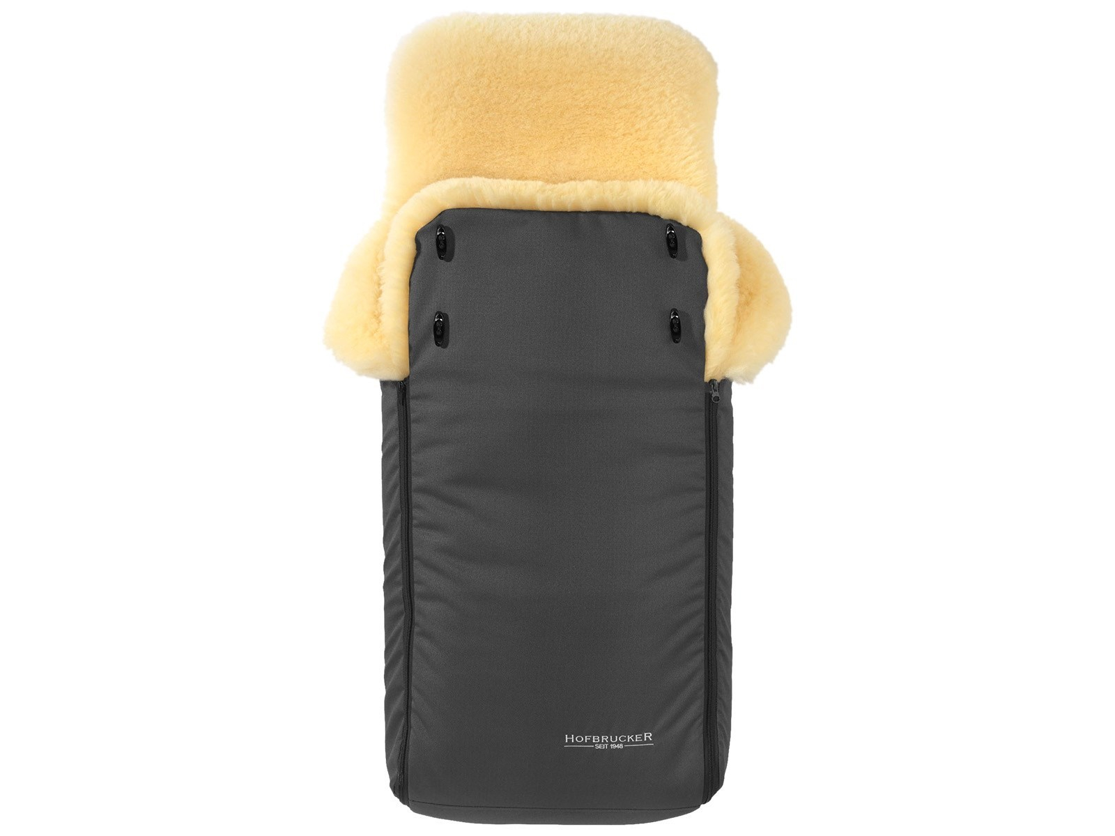 Hofbrucker Fußsack Kinderwagen Merino Lammfell "Luxus" grau Maße 95 x 34 x 15 cm