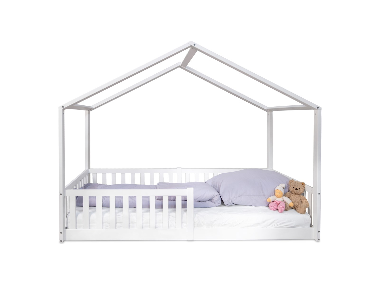 Hausbett Enno, Buche inkl. opt. Dach 90 x 200 cm, weiß