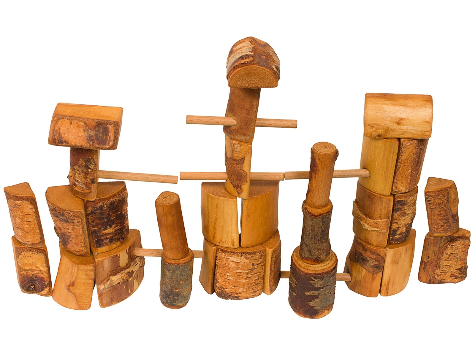 Holzbauklötze, natur ca. 1 kg (ca. 20 Klötze und 5 Stifte)