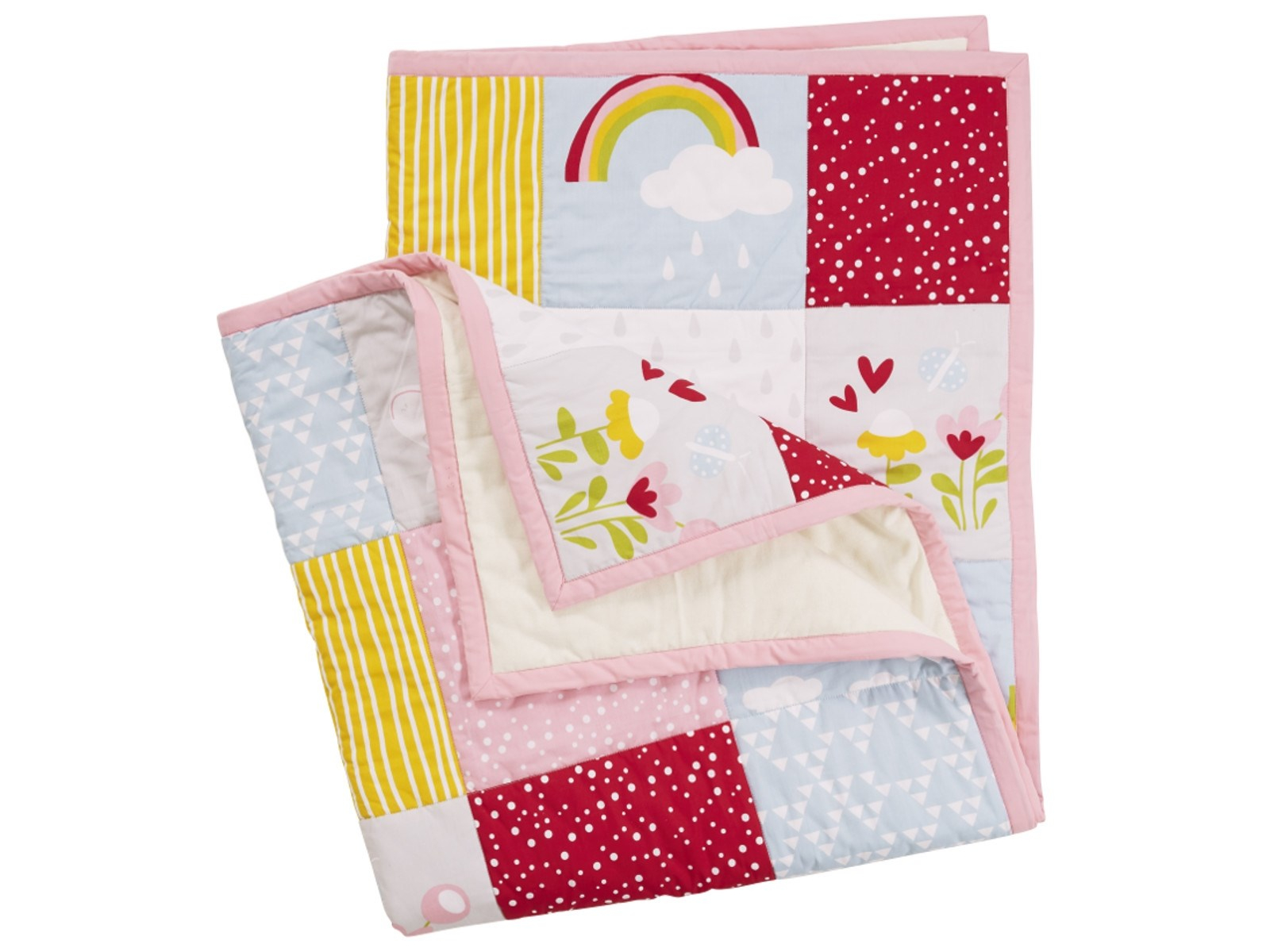 Krabbeldecke Patchwork Design Einhorn Maße 120 x 145 cm