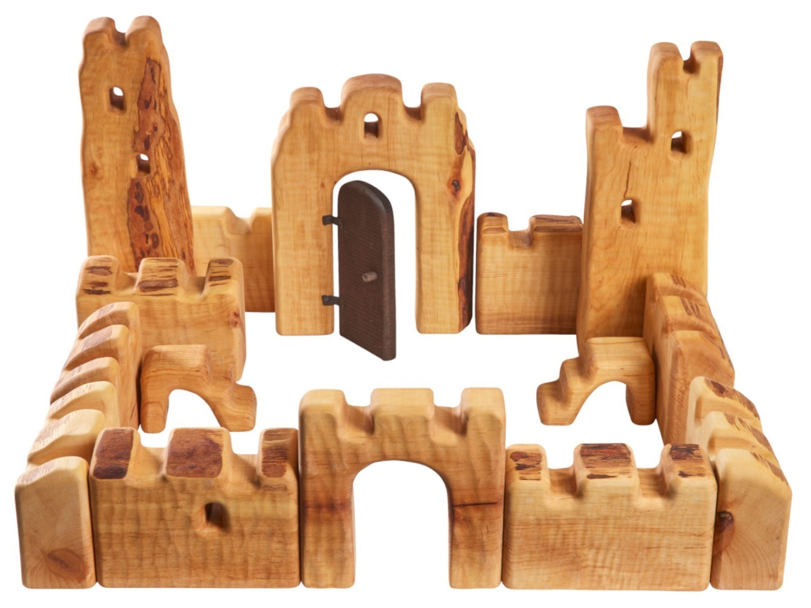 Holzbausteine natur Ritterburg, Erlenholz 15-tlg. (ohne Figuren)