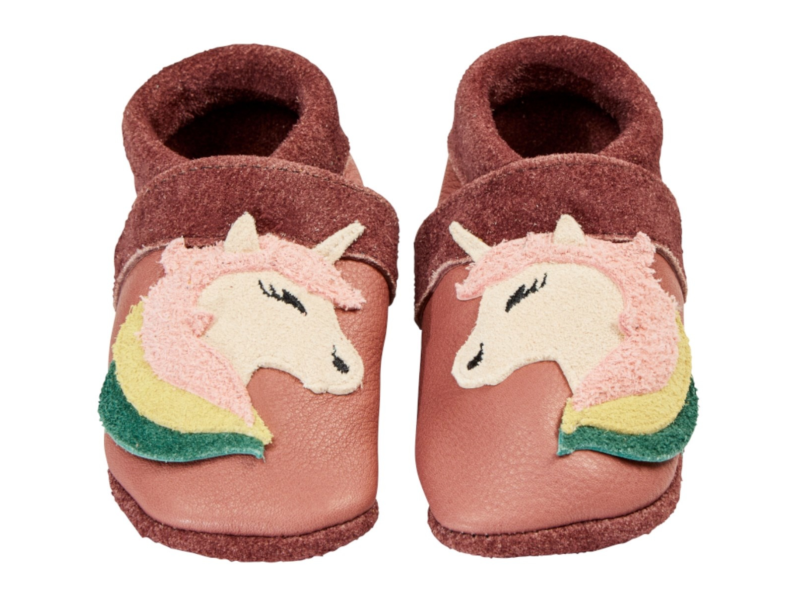 Baby und Kinder Hausschuhe Krabbelschuhe Ecopell Leder Einhorn roseberry Gr. 21/22