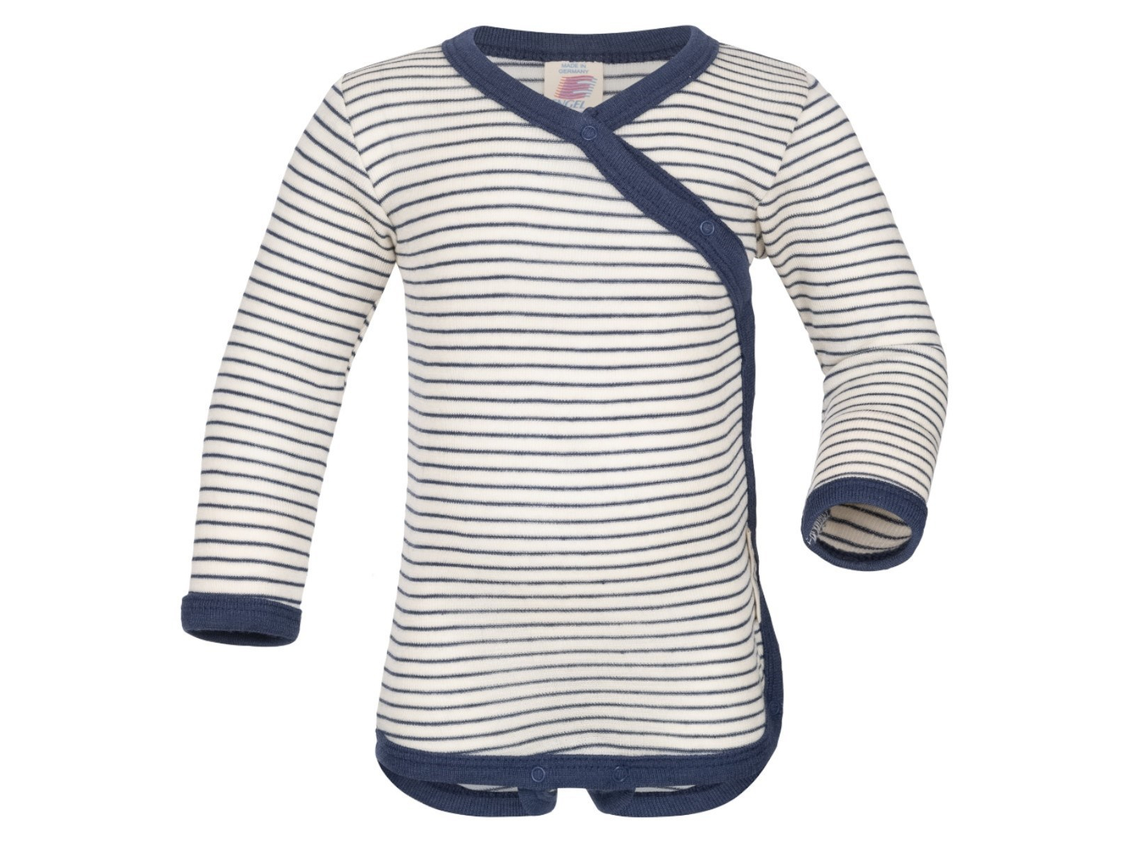 Engel Natur Baby Wickelbody Langarm Wolle Seide marine-natur Gr. 50/56
