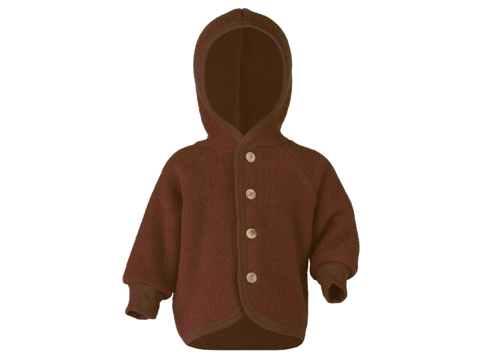 Engel Natur Baby Jacke mit Kapuze Bio-Merinowolle Fleece melange-zimt Gr. 74/80