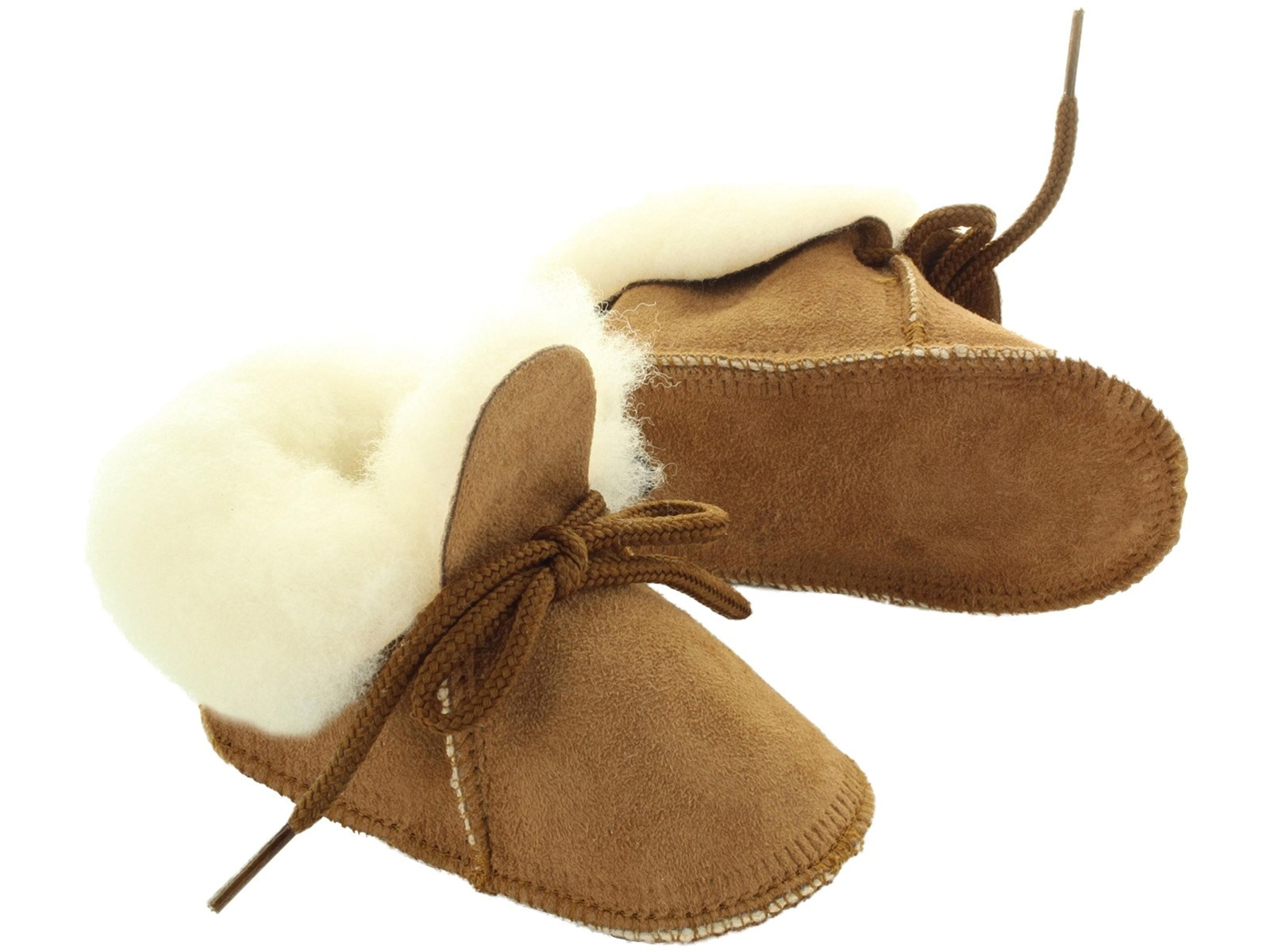 Babyschuhe Lammfell, Veloursleder, "Bambino" pflanzlich gegerbt braun Gr.17