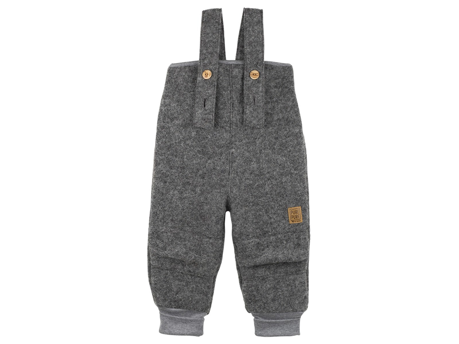 PURE PURE by Bauer Kinder Latzhose Bio-Schurwolle Walk melange grau Gr.122/128