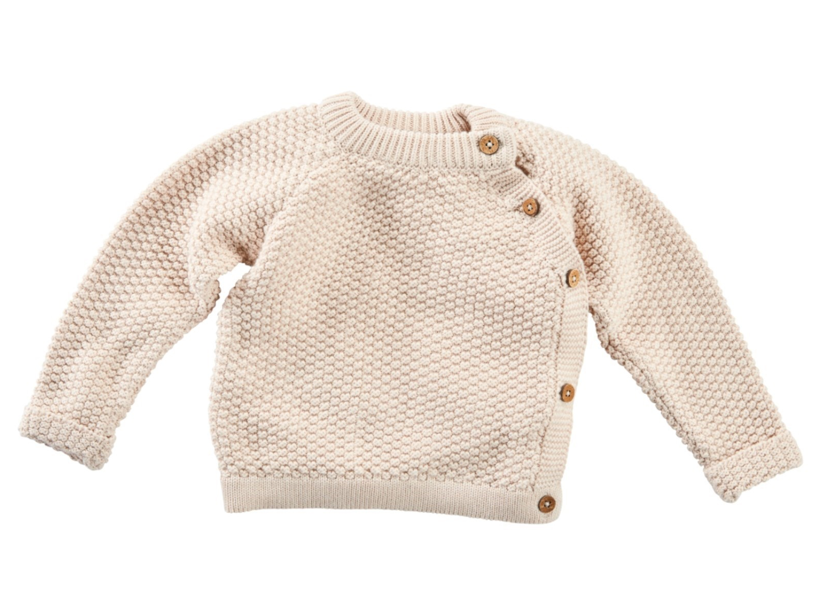 Baby Jacke Perl-Strick Bio-Baumwolle beige melange Gr.62/68