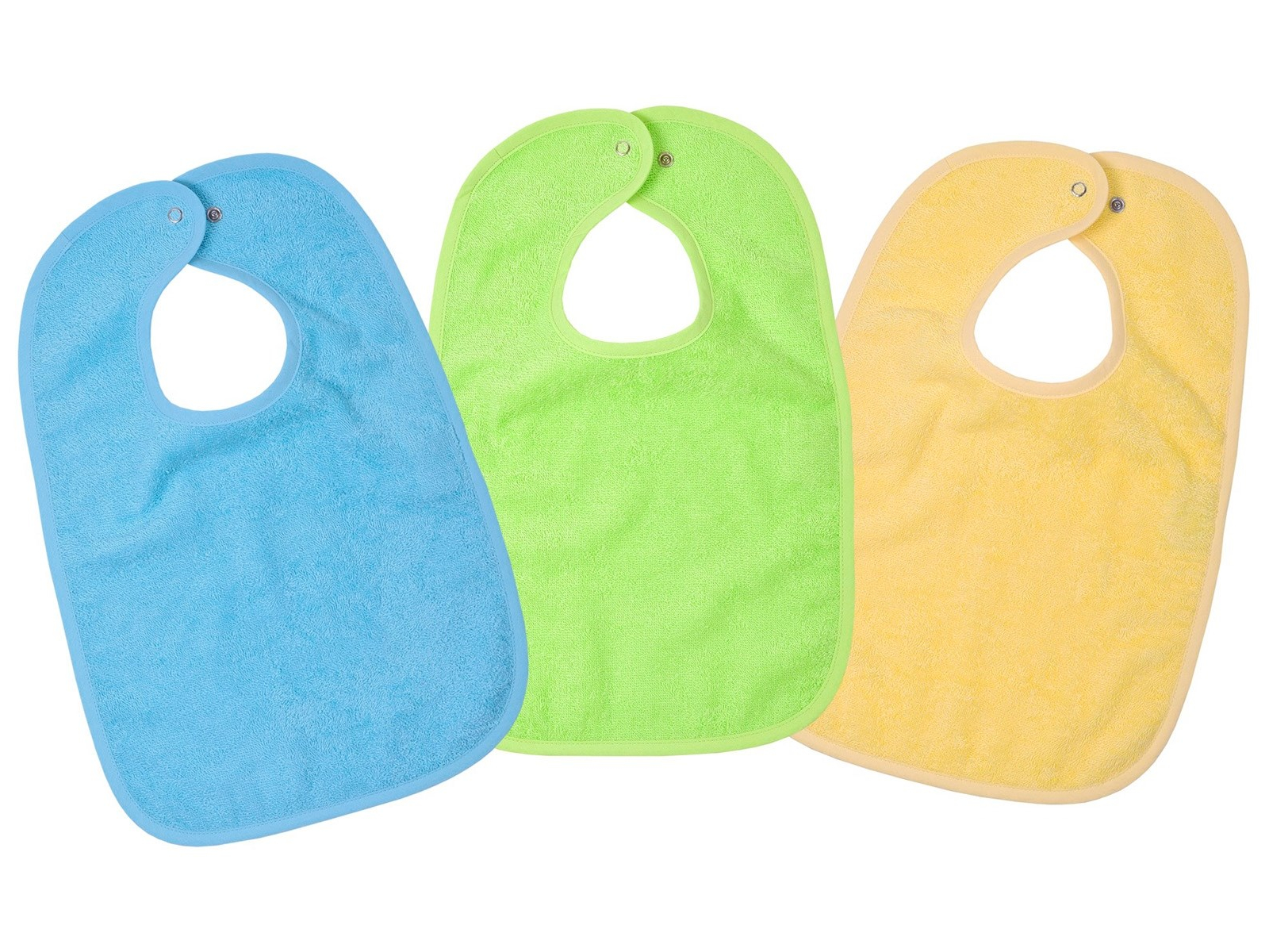 Lätzchen mit Druckknopf Bio Baumwolle 3er Set bunt blau Maße 30 x 45 cm