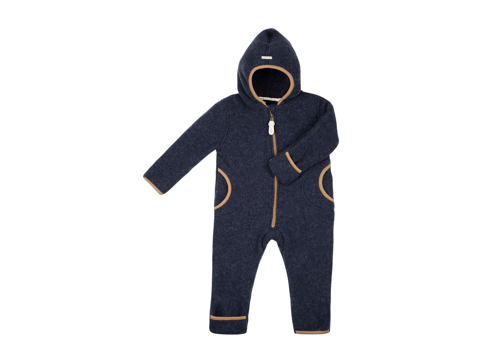PURE PURE by Bauer Baby und Kinder Overall Kapuze Bio-Merinowolle Fleece blue ermine Gr.74/80