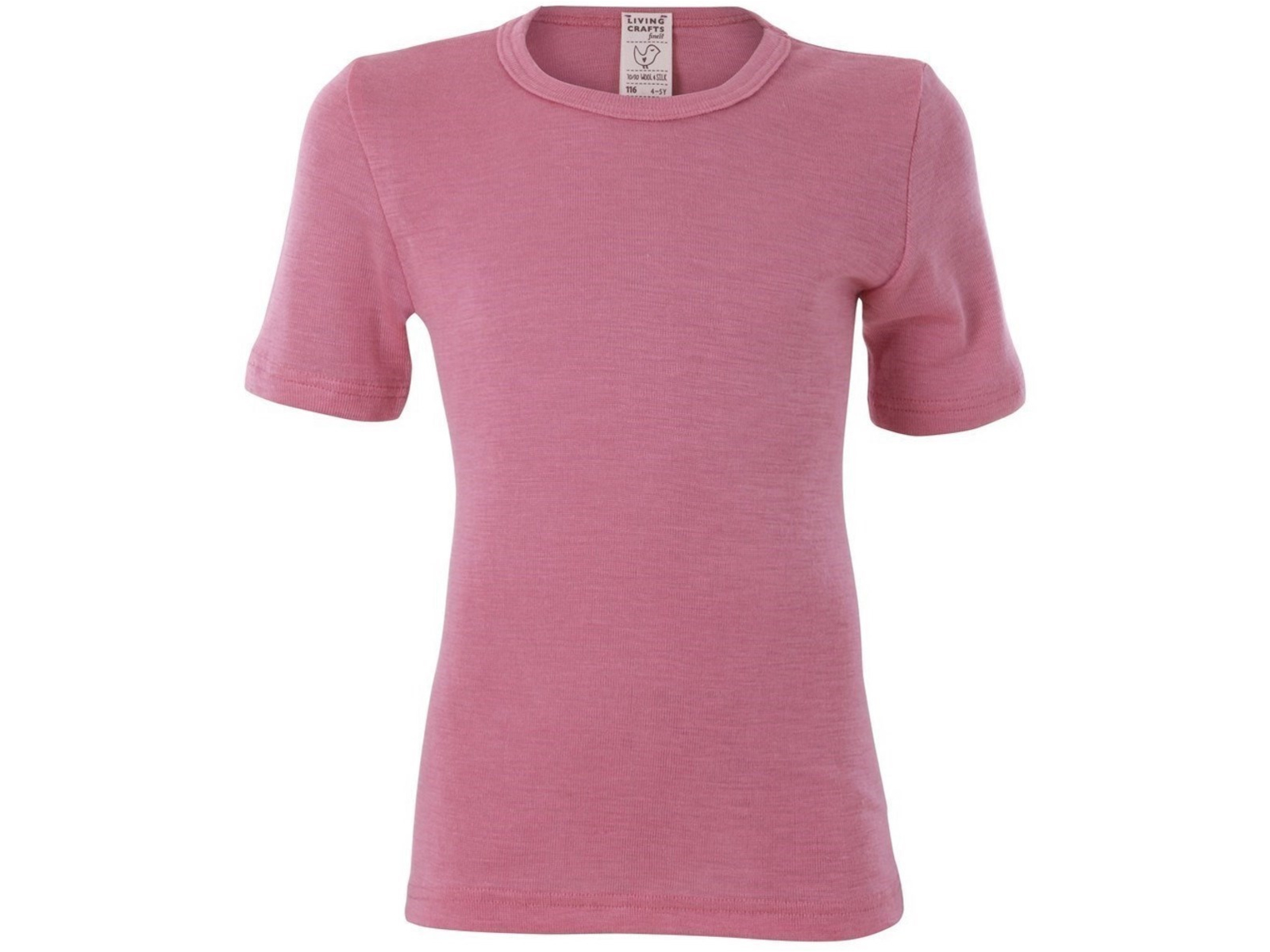 Living Crafts Kinder Unterhemd Kurzarm Wolle Seide rosa Gr.104