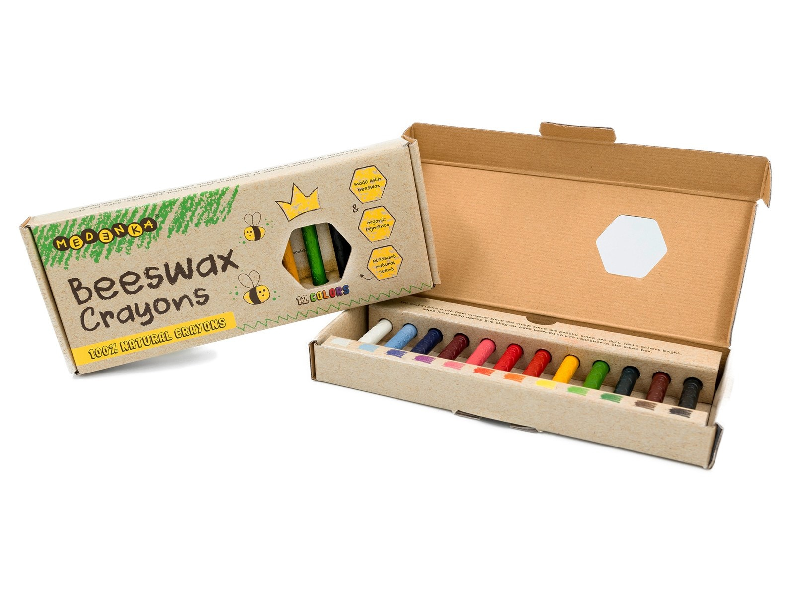 Bienen Wachsmalstifte Classic, 12 Stifte Stift Maße 9 cm, Durchmesser 1 cm